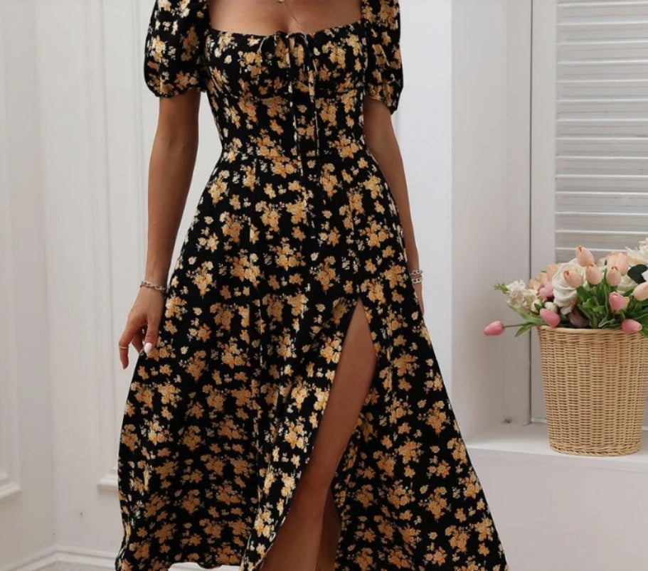 Full Floral Floor-length Holiday Beach Dress