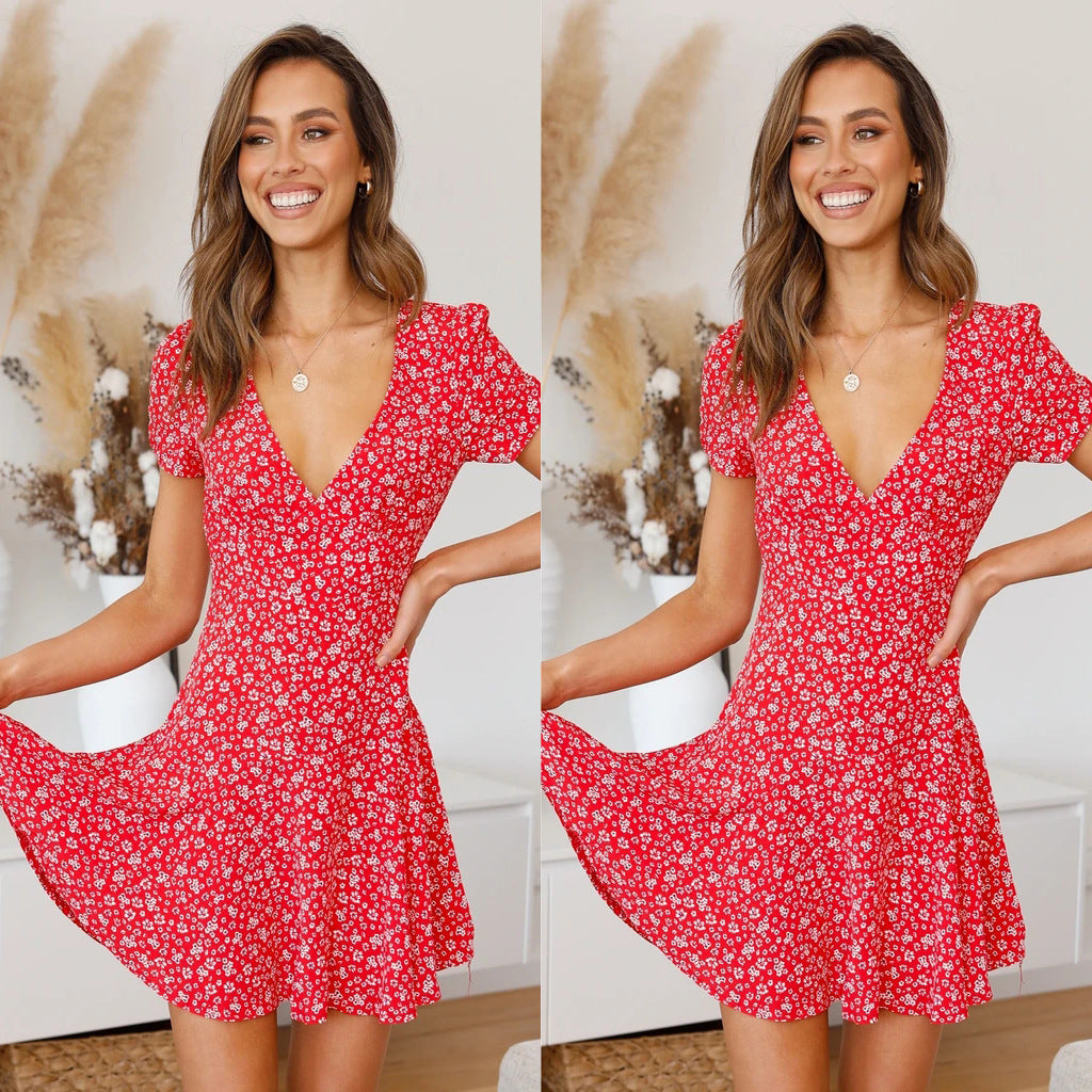 Sexy V-neck Floral Dress