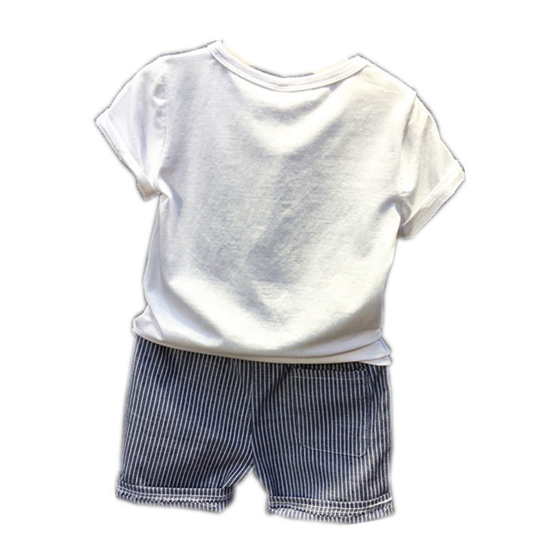 Dinosaur Short Sleeve Stripe Shorts Set