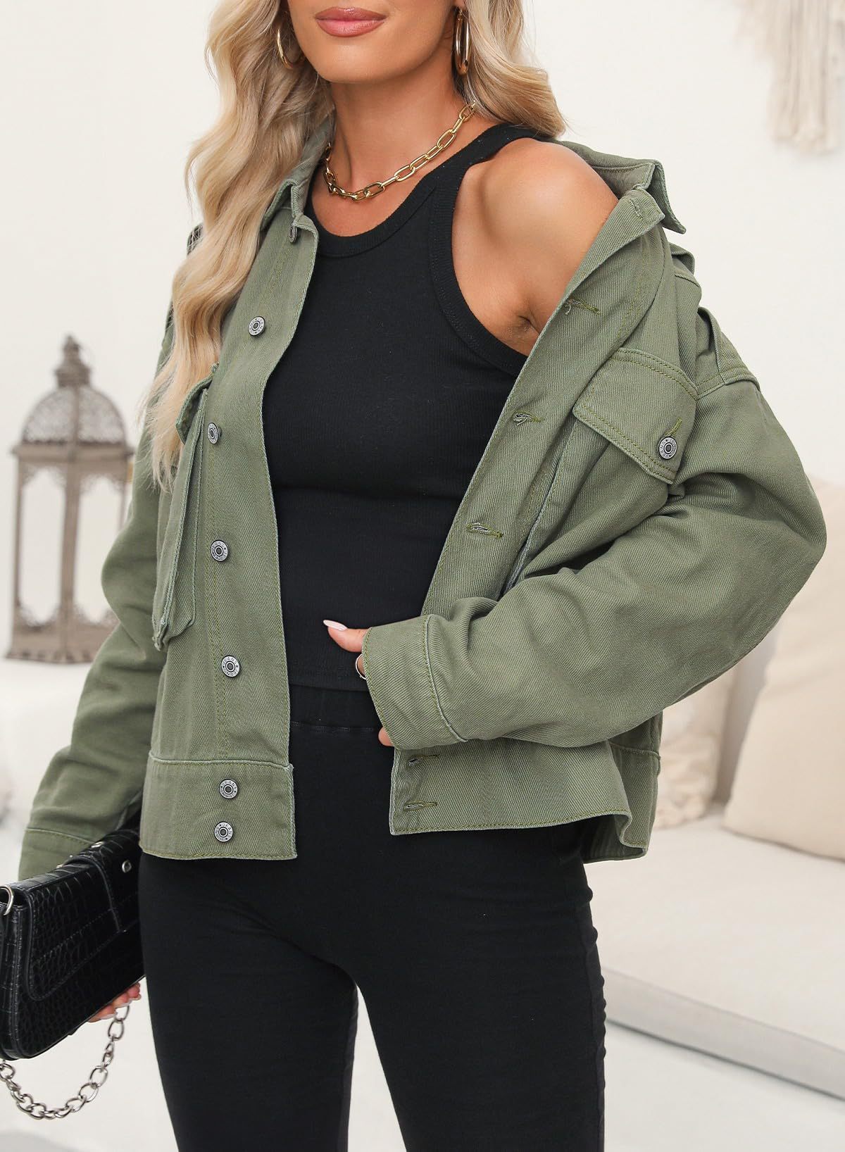 Women's Long-sleeved Hooded Denim Coat