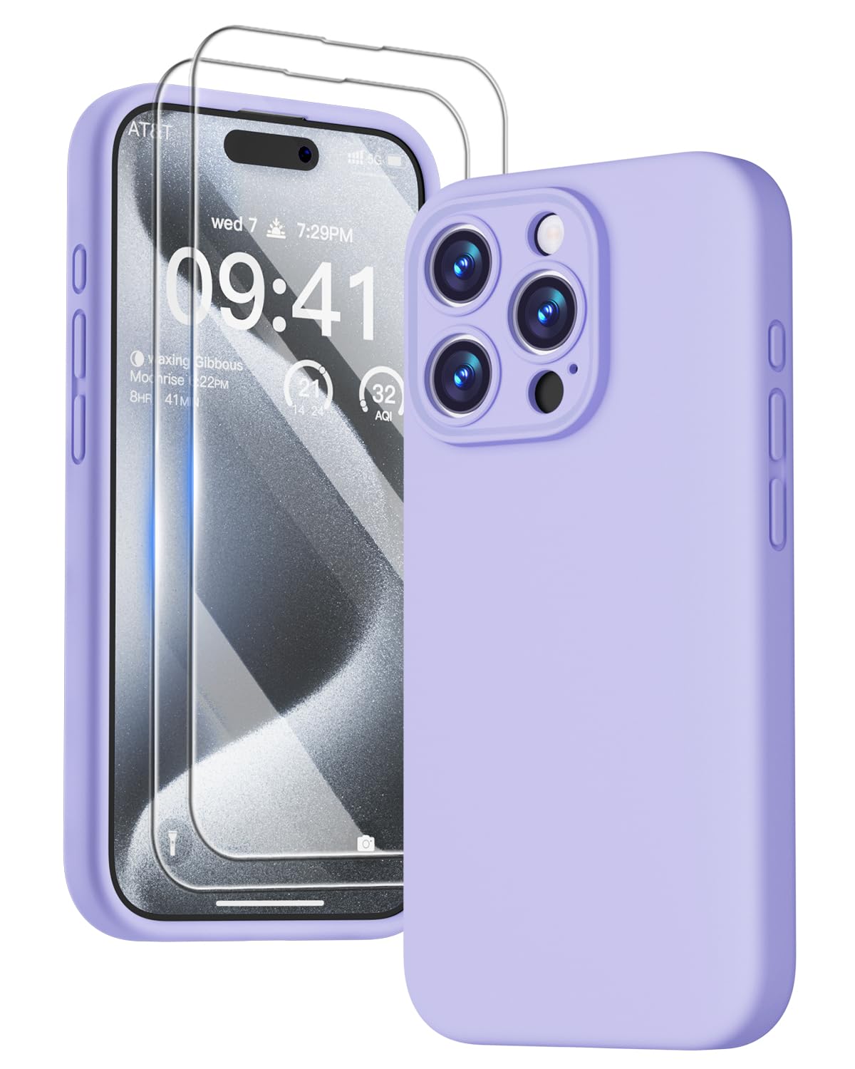 GOODVISH 3 IN 1 for iPhone 16 Case 6.1 inch, Upgraded Camera Protection, 2X HD Screen Protector, Liquid Silicone Anti-Scratch Shockproof Gel Rubber Anti-Fingerprint Phone Case Cover, Stone Grey