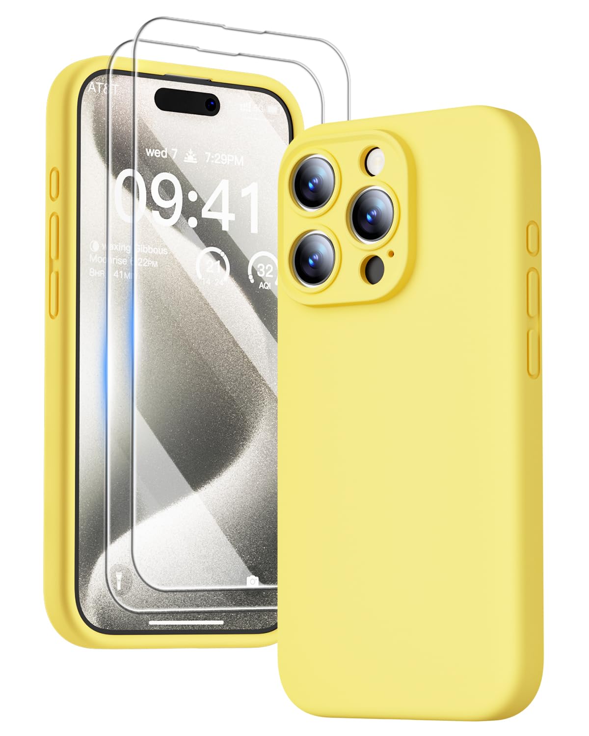 GOODVISH 3 IN 1 for iPhone 16 Case 6.1 inch, Upgraded Camera Protection, 2X HD Screen Protector, Liquid Silicone Anti-Scratch Shockproof Gel Rubber Anti-Fingerprint Phone Case Cover, Stone Grey