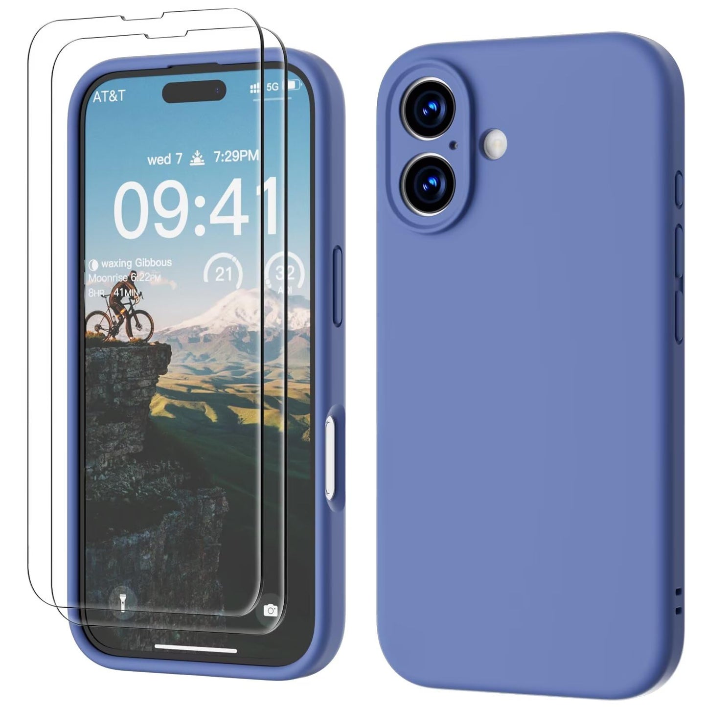 GOODVISH 3 IN 1 for iPhone 16 Case 6.1 inch, Upgraded Camera Protection, 2X HD Screen Protector, Liquid Silicone Anti-Scratch Shockproof Gel Rubber Anti-Fingerprint Phone Case Cover, Stone Grey
