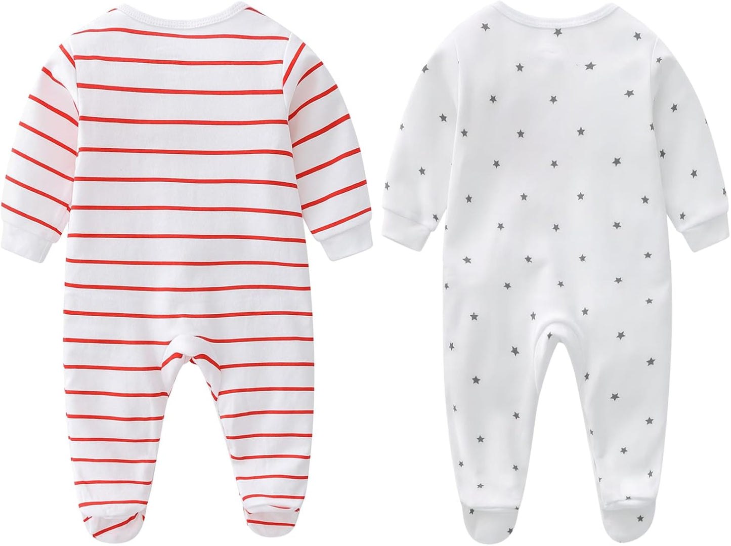 AOMOMO Baby Clothes Newborn Bodysuits I Love Daddy Mummy Romper Set, Cotton Footed Pajamas for Baby Girls and Boys