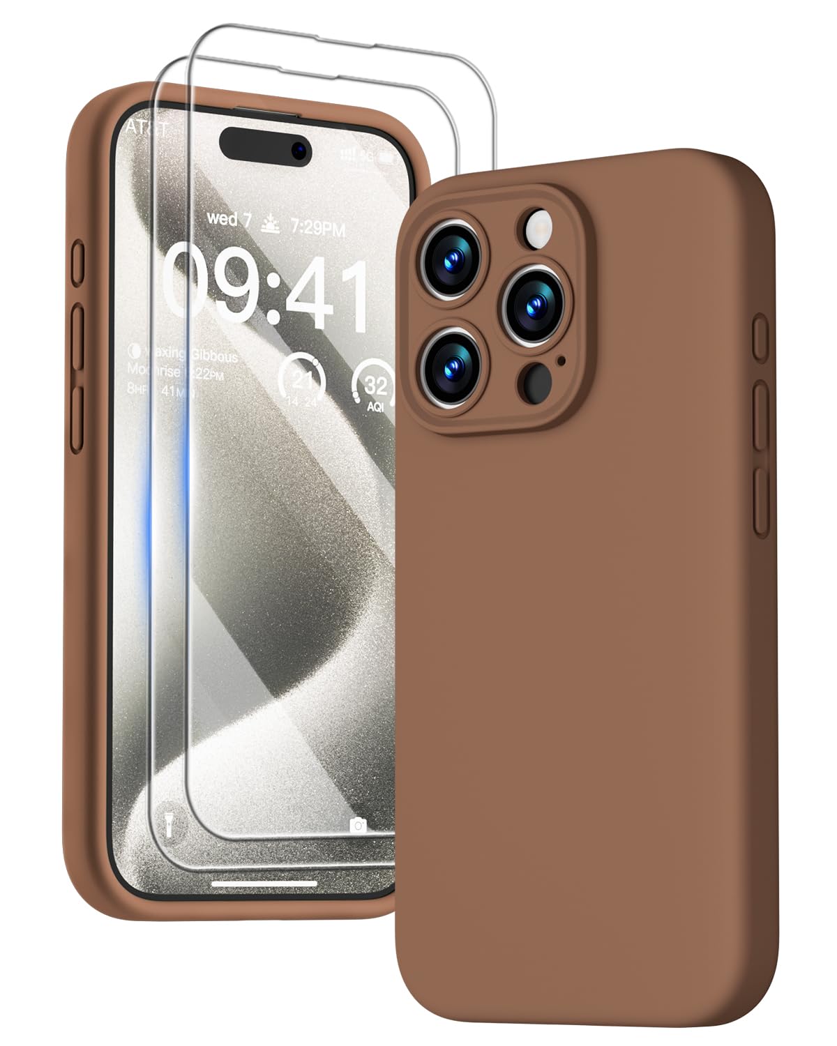 GOODVISH 3 IN 1 for iPhone 16 Case 6.1 inch, Upgraded Camera Protection, 2X HD Screen Protector, Liquid Silicone Anti-Scratch Shockproof Gel Rubber Anti-Fingerprint Phone Case Cover, Stone Grey