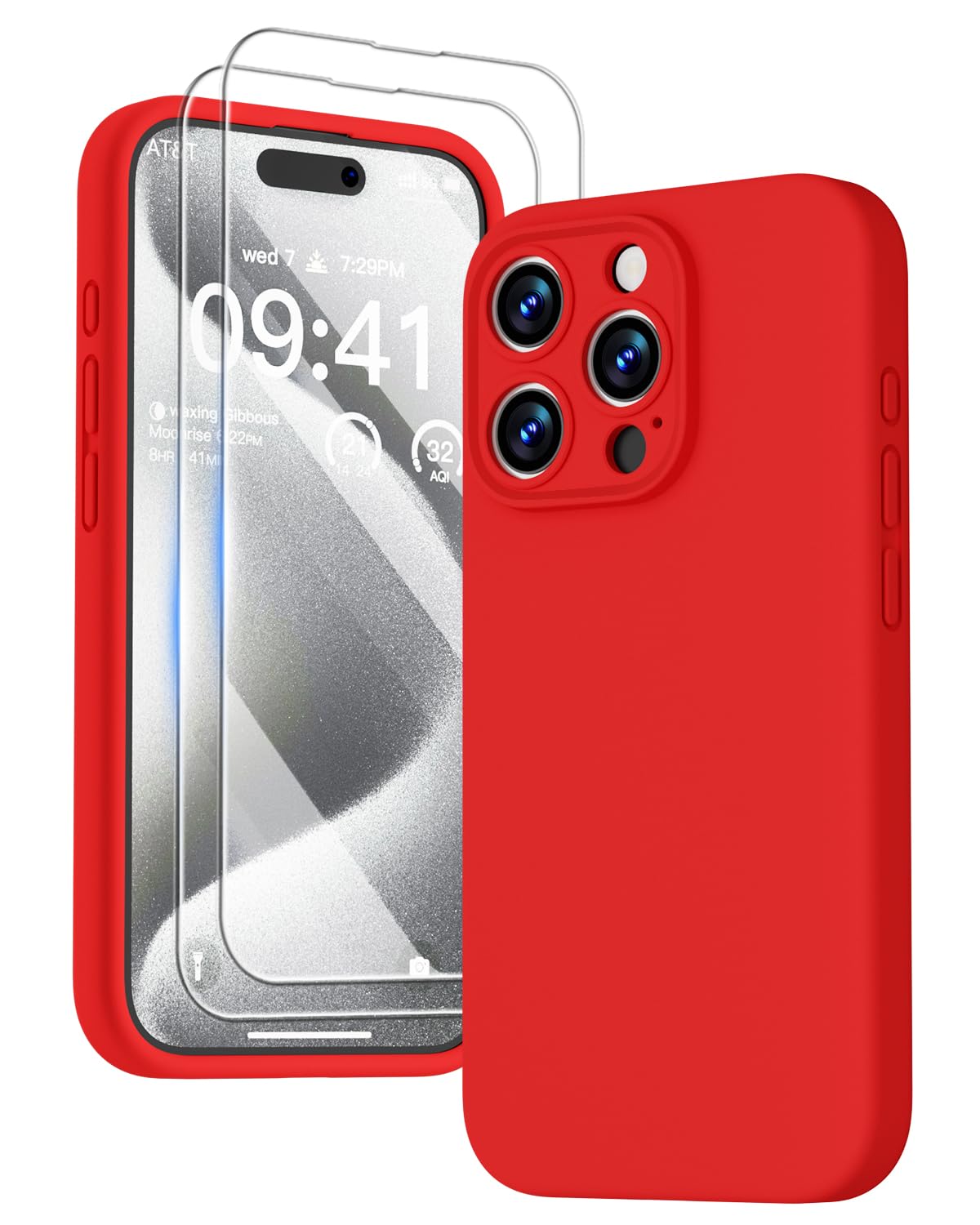 GOODVISH 3 IN 1 for iPhone 16 Case 6.1 inch, Upgraded Camera Protection, 2X HD Screen Protector, Liquid Silicone Anti-Scratch Shockproof Gel Rubber Anti-Fingerprint Phone Case Cover, Stone Grey