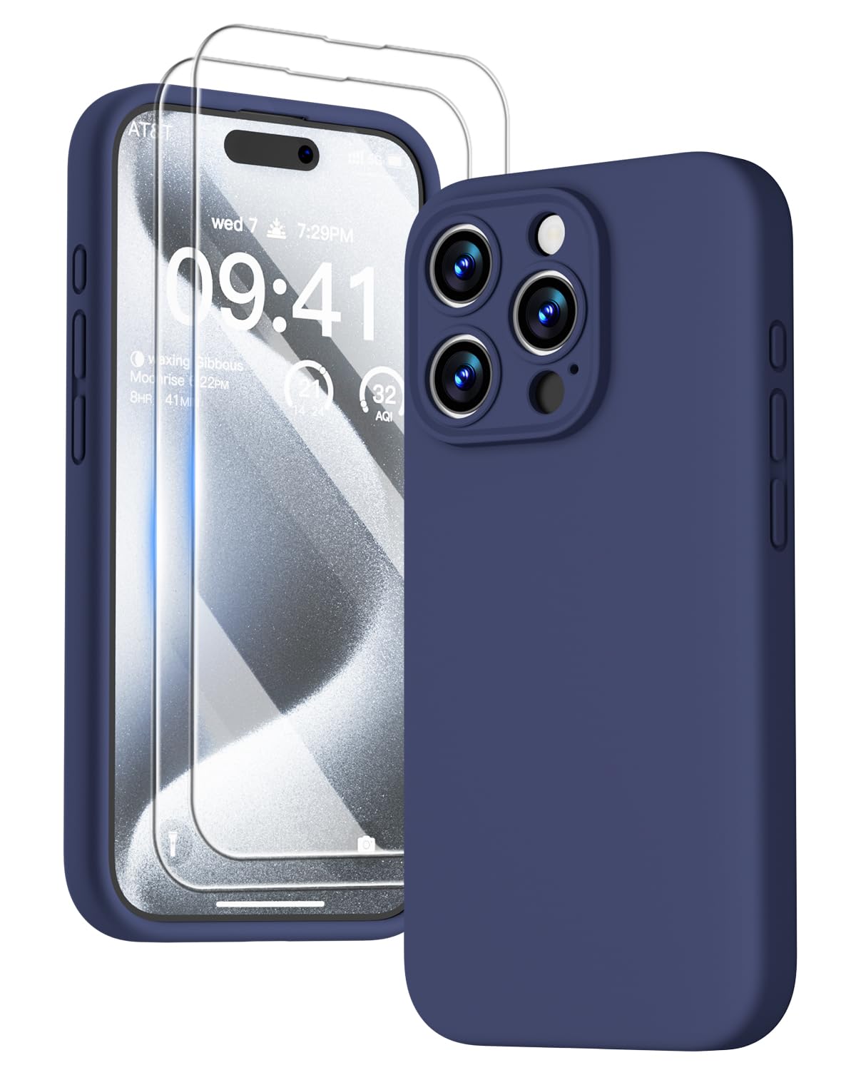 GOODVISH 3 IN 1 for iPhone 16 Case 6.1 inch, Upgraded Camera Protection, 2X HD Screen Protector, Liquid Silicone Anti-Scratch Shockproof Gel Rubber Anti-Fingerprint Phone Case Cover, Stone Grey
