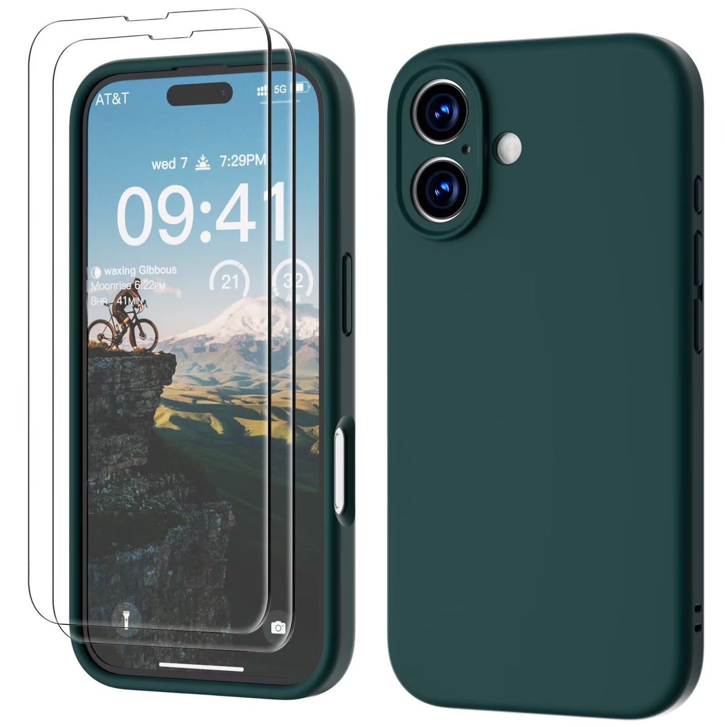 GOODVISH 3 IN 1 for iPhone 16 Case 6.1 inch, Upgraded Camera Protection, 2X HD Screen Protector, Liquid Silicone Anti-Scratch Shockproof Gel Rubber Anti-Fingerprint Phone Case Cover, Stone Grey