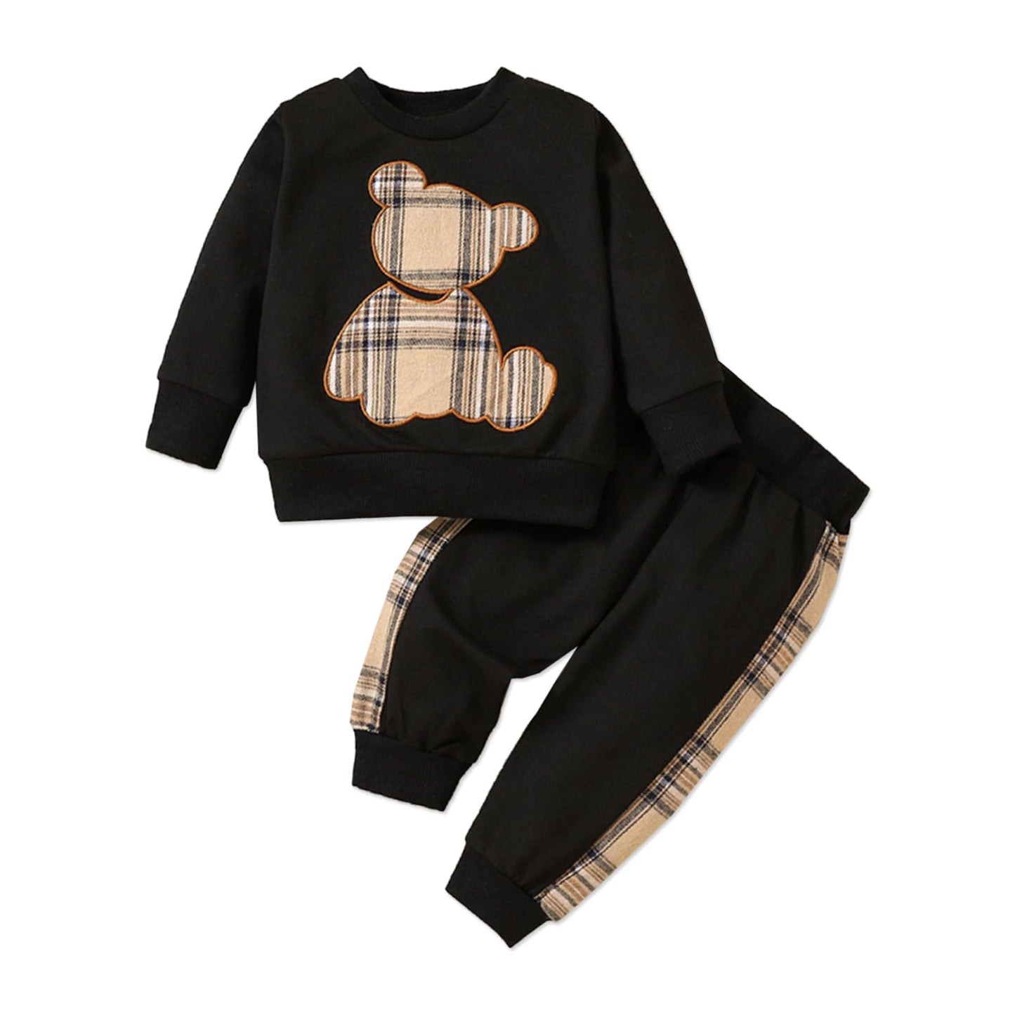 PATPAT Baby Boy Clothes Baby Girl Sweatshirt Pant Sets Newborn Fall Winter Long-sleeve Bear Embroidered Outfit