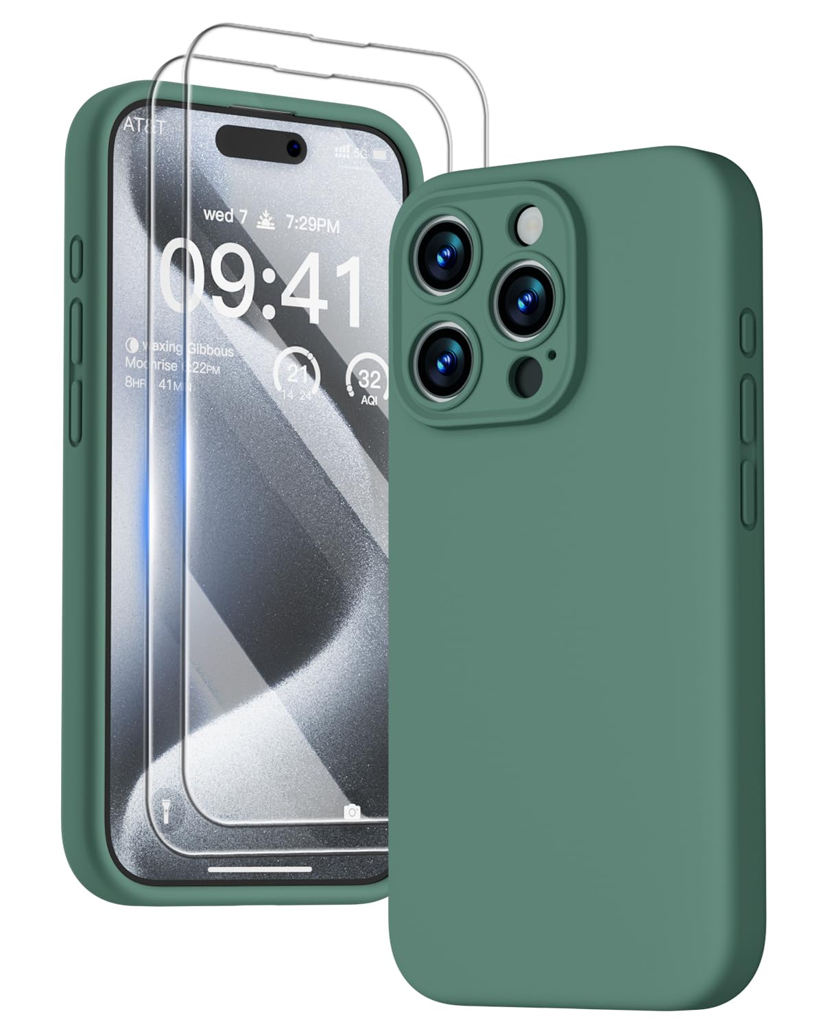 GOODVISH 3 IN 1 for iPhone 16 Case 6.1 inch, Upgraded Camera Protection, 2X HD Screen Protector, Liquid Silicone Anti-Scratch Shockproof Gel Rubber Anti-Fingerprint Phone Case Cover, Stone Grey