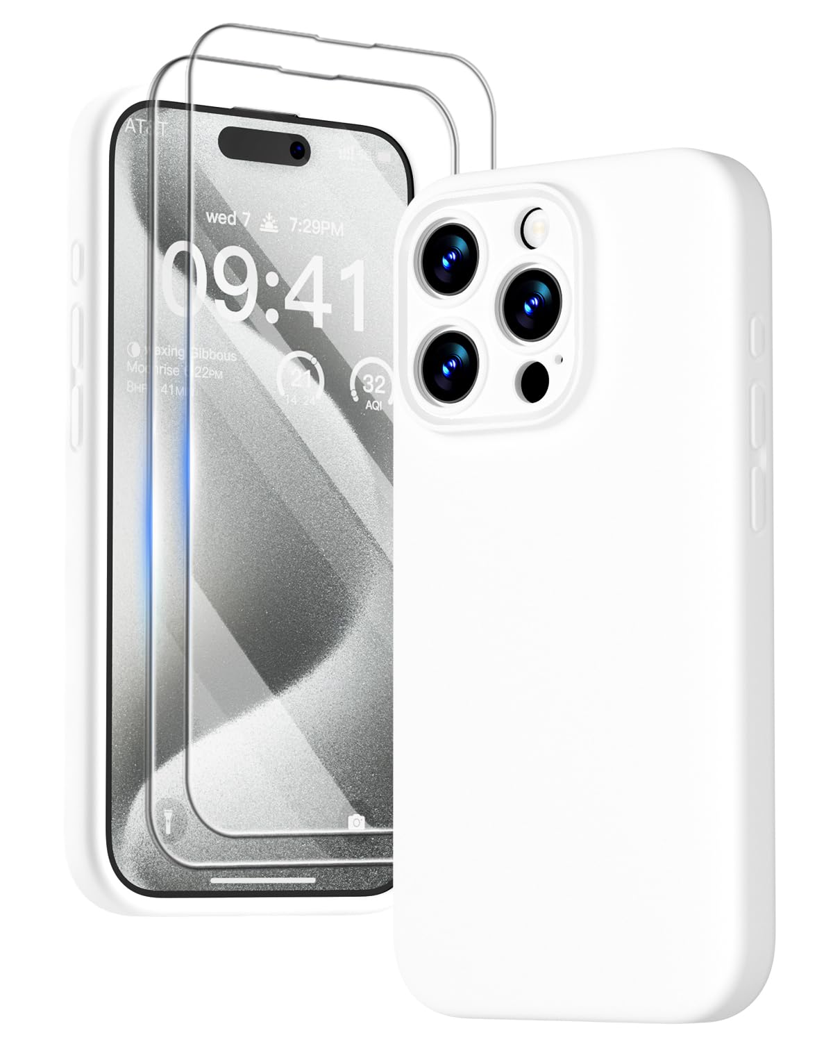 GOODVISH 3 IN 1 for iPhone 16 Case 6.1 inch, Upgraded Camera Protection, 2X HD Screen Protector, Liquid Silicone Anti-Scratch Shockproof Gel Rubber Anti-Fingerprint Phone Case Cover, Stone Grey