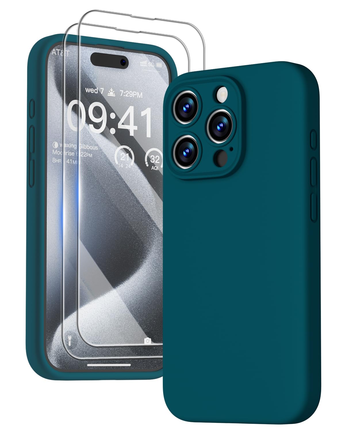 GOODVISH 3 IN 1 for iPhone 16 Case 6.1 inch, Upgraded Camera Protection, 2X HD Screen Protector, Liquid Silicone Anti-Scratch Shockproof Gel Rubber Anti-Fingerprint Phone Case Cover, Stone Grey