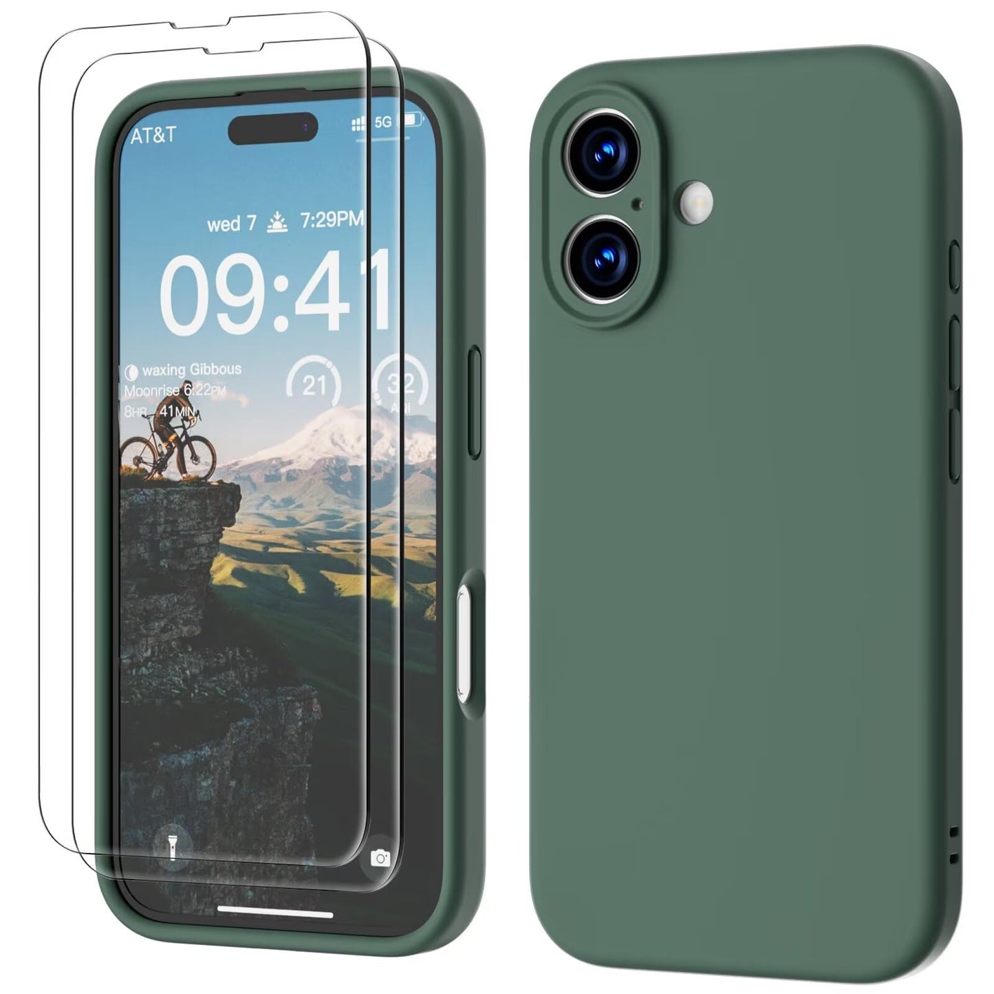 GOODVISH 3 IN 1 for iPhone 16 Case 6.1 inch, Upgraded Camera Protection, 2X HD Screen Protector, Liquid Silicone Anti-Scratch Shockproof Gel Rubber Anti-Fingerprint Phone Case Cover, Stone Grey