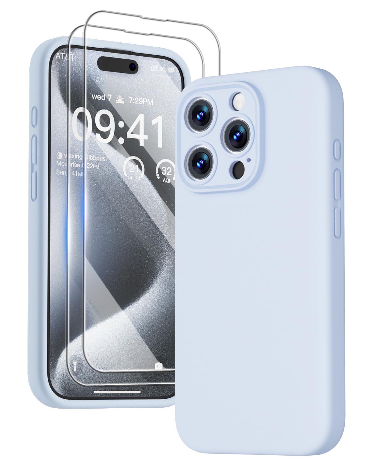 GOODVISH 3 IN 1 for iPhone 16 Case 6.1 inch, Upgraded Camera Protection, 2X HD Screen Protector, Liquid Silicone Anti-Scratch Shockproof Gel Rubber Anti-Fingerprint Phone Case Cover, Stone Grey