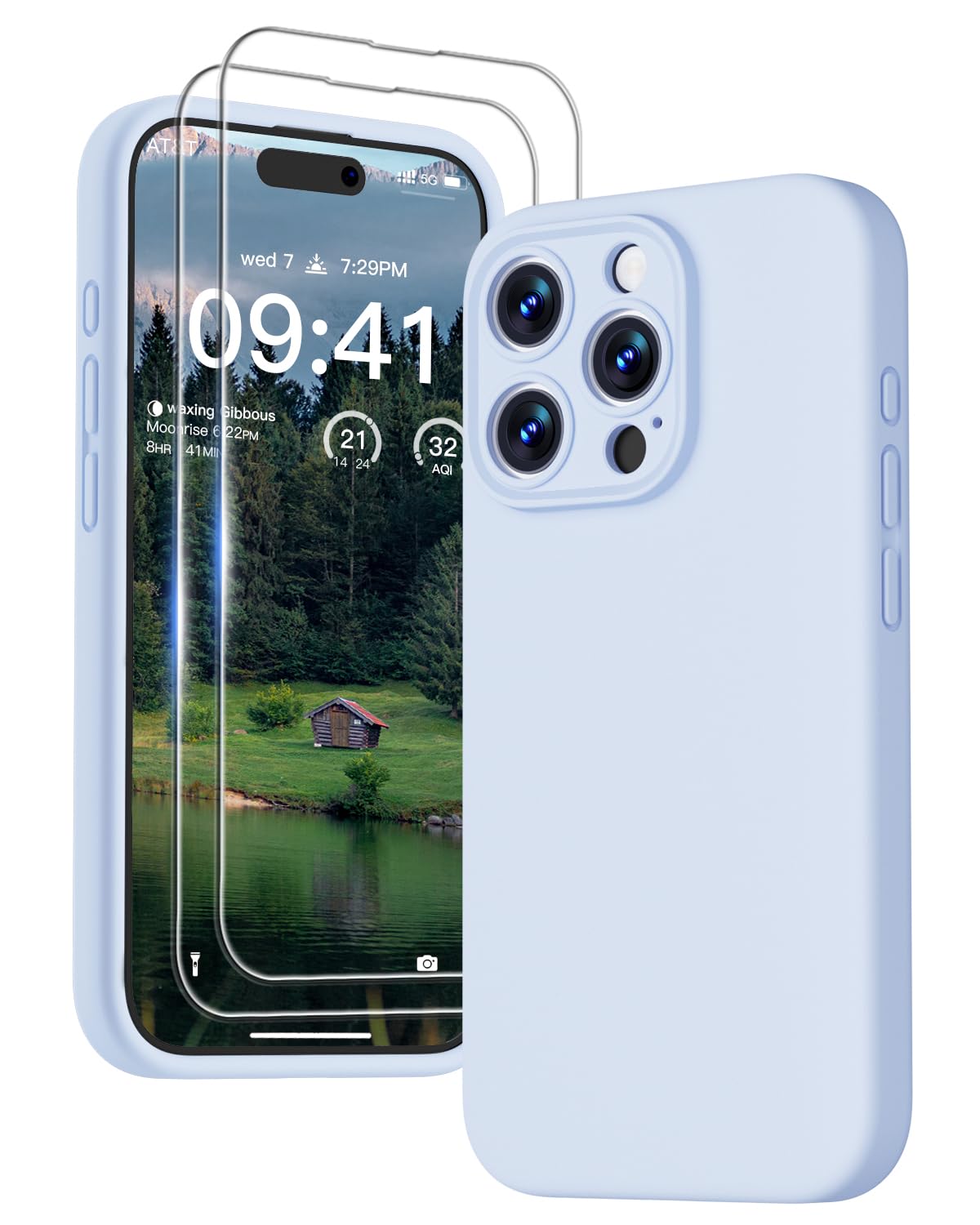 GOODVISH 3 IN 1 for iPhone 16 Case 6.1 inch, Upgraded Camera Protection, 2X HD Screen Protector, Liquid Silicone Anti-Scratch Shockproof Gel Rubber Anti-Fingerprint Phone Case Cover, Stone Grey