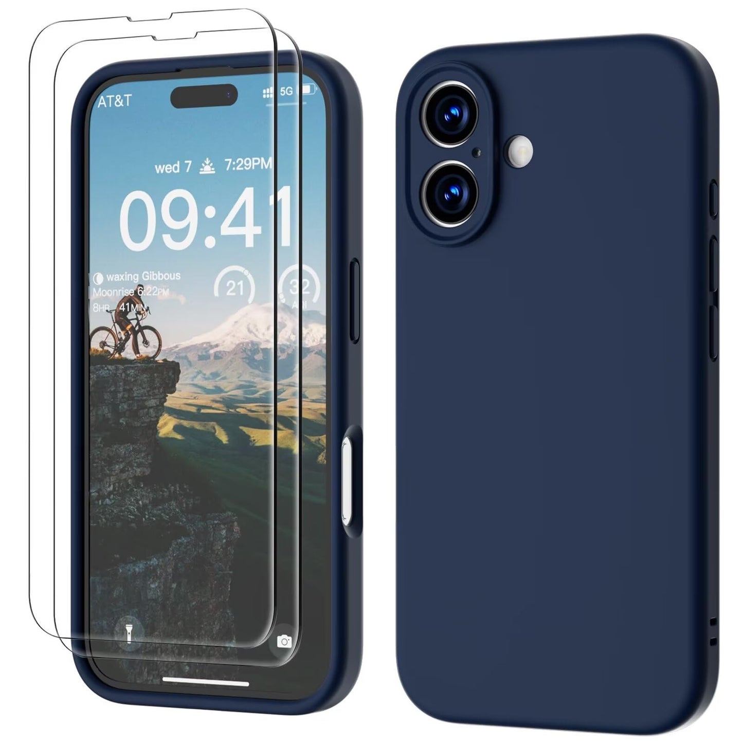 GOODVISH 3 IN 1 for iPhone 16 Case 6.1 inch, Upgraded Camera Protection, 2X HD Screen Protector, Liquid Silicone Anti-Scratch Shockproof Gel Rubber Anti-Fingerprint Phone Case Cover, Stone Grey