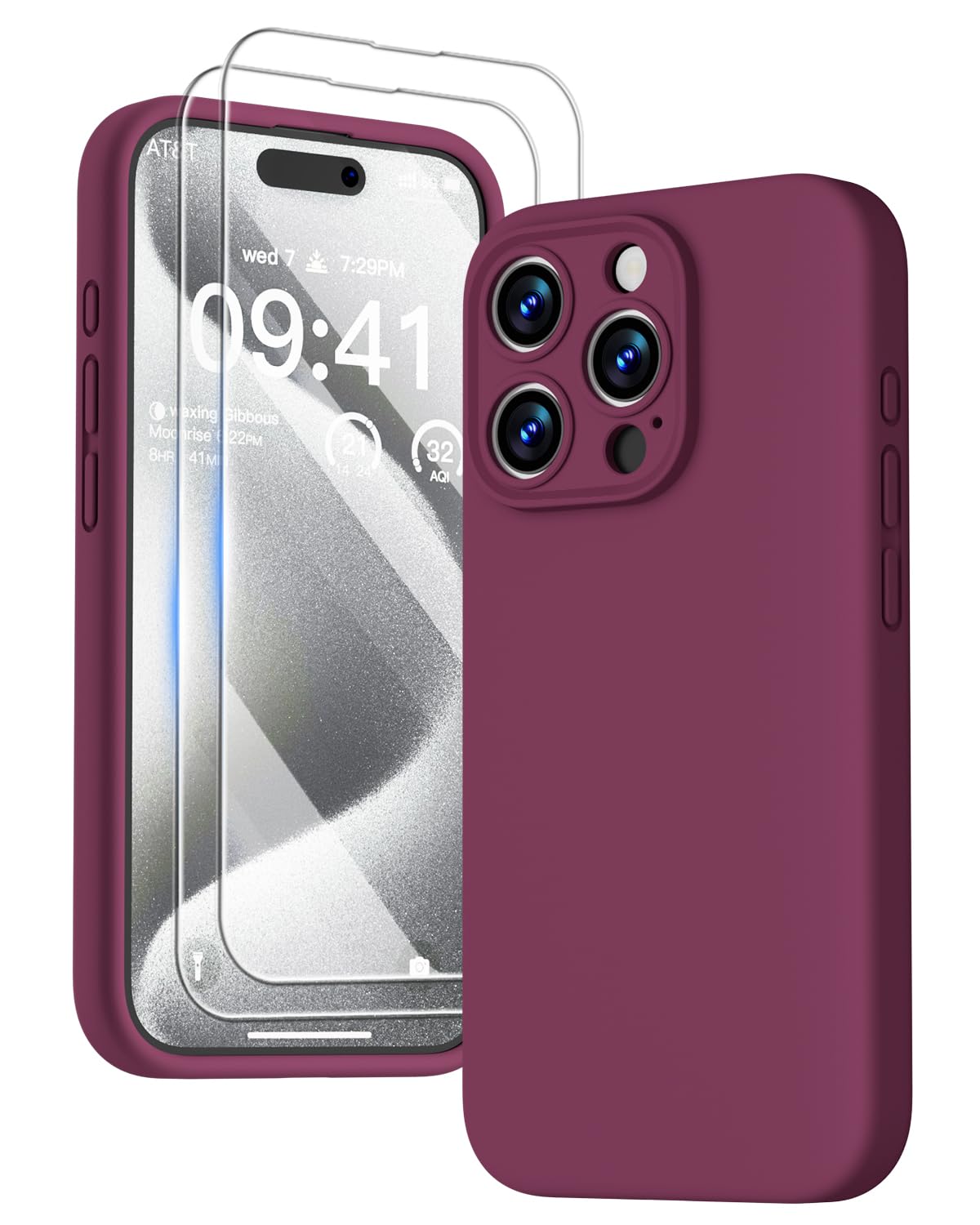 GOODVISH 3 IN 1 for iPhone 16 Case 6.1 inch, Upgraded Camera Protection, 2X HD Screen Protector, Liquid Silicone Anti-Scratch Shockproof Gel Rubber Anti-Fingerprint Phone Case Cover, Stone Grey