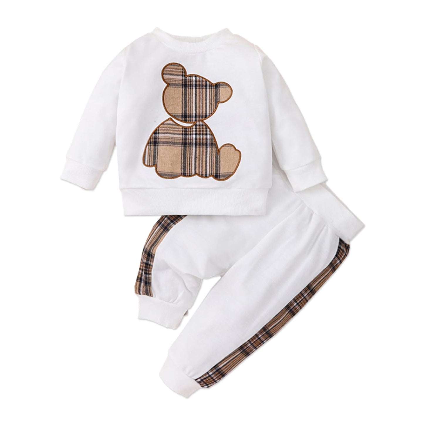 PATPAT Baby Boy Clothes Baby Girl Sweatshirt Pant Sets Newborn Fall Winter Long-sleeve Bear Embroidered Outfit