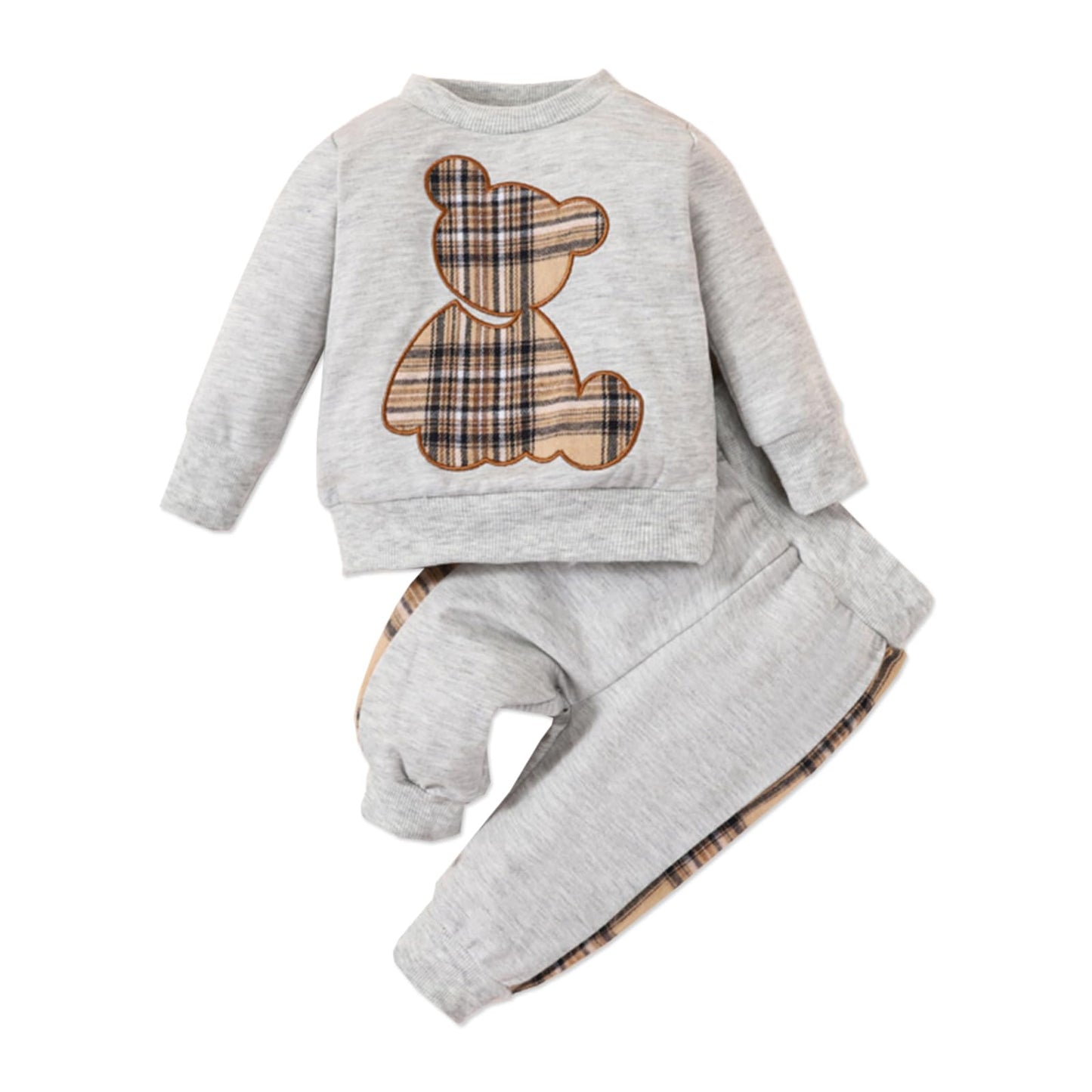 PATPAT Baby Boy Clothes Baby Girl Sweatshirt Pant Sets Newborn Fall Winter Long-sleeve Bear Embroidered Outfit