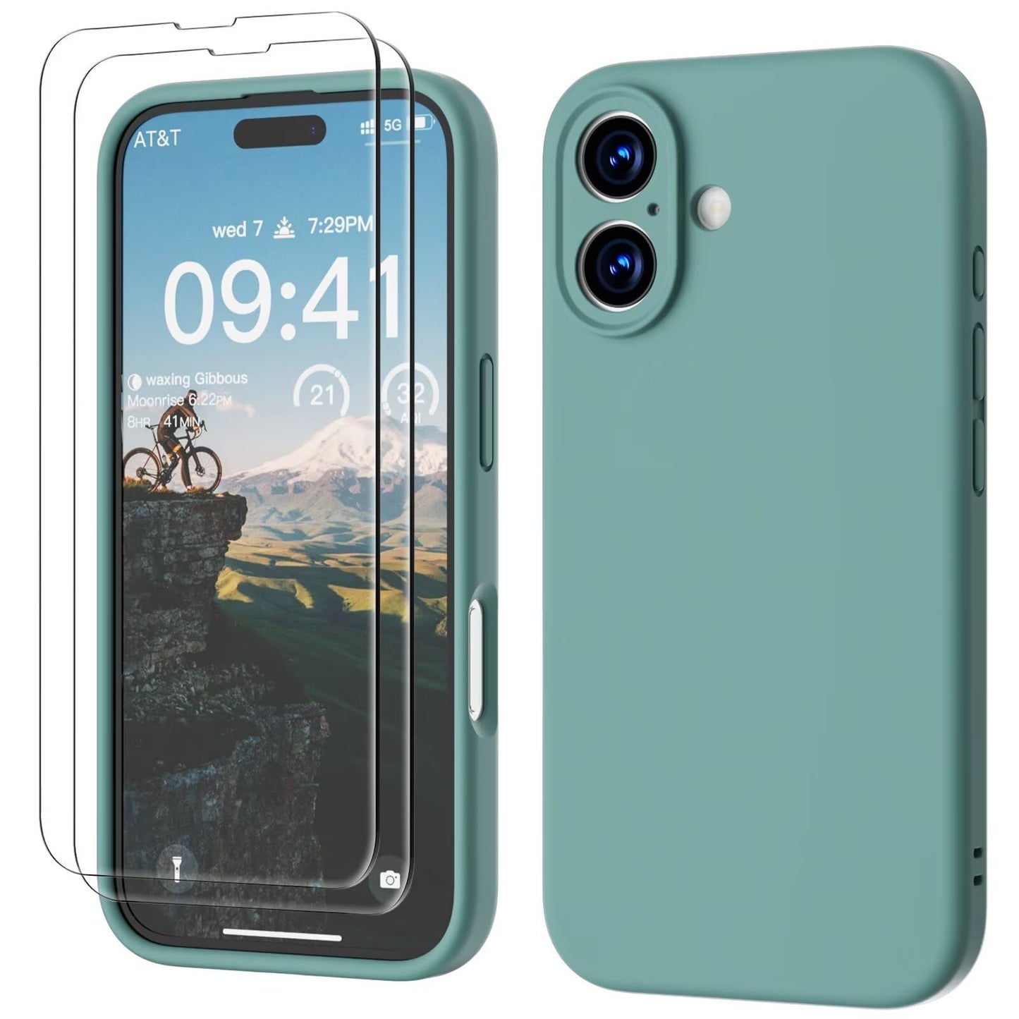 GOODVISH 3 IN 1 for iPhone 16 Case 6.1 inch, Upgraded Camera Protection, 2X HD Screen Protector, Liquid Silicone Anti-Scratch Shockproof Gel Rubber Anti-Fingerprint Phone Case Cover, Stone Grey