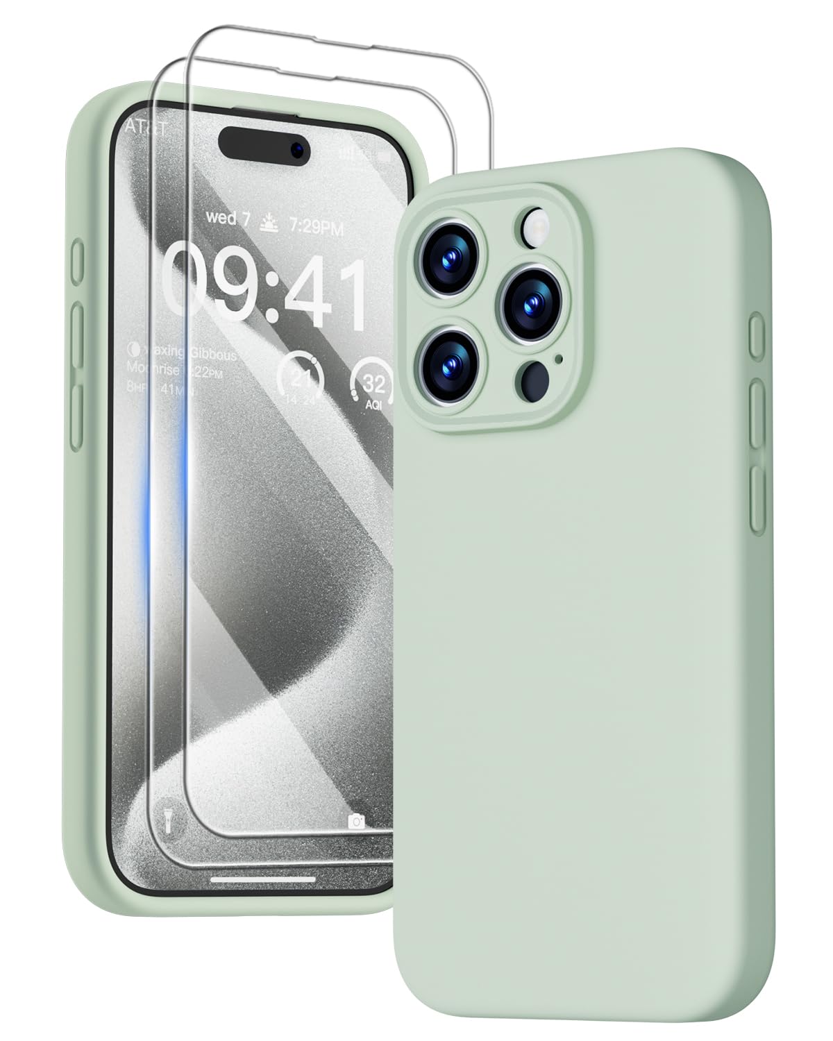 GOODVISH 3 IN 1 for iPhone 16 Case 6.1 inch, Upgraded Camera Protection, 2X HD Screen Protector, Liquid Silicone Anti-Scratch Shockproof Gel Rubber Anti-Fingerprint Phone Case Cover, Stone Grey