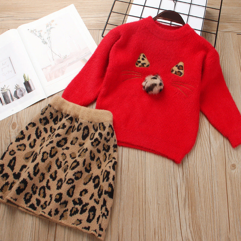 Girl's knitted sweater suit