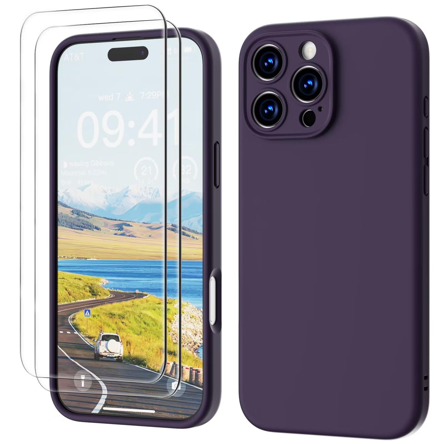 GOODVISH 3 IN 1 for iPhone 16 Case 6.1 inch, Upgraded Camera Protection, 2X HD Screen Protector, Liquid Silicone Anti-Scratch Shockproof Gel Rubber Anti-Fingerprint Phone Case Cover, Stone Grey