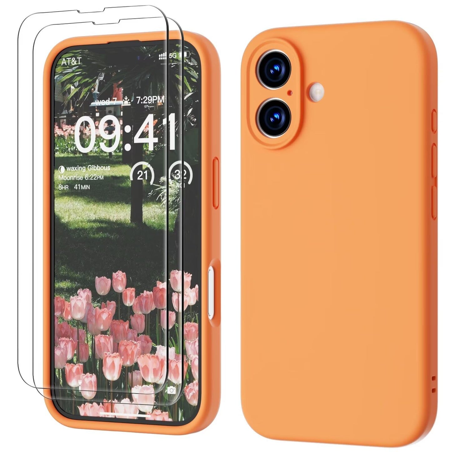 GOODVISH 3 IN 1 for iPhone 16 Case 6.1 inch, Upgraded Camera Protection, 2X HD Screen Protector, Liquid Silicone Anti-Scratch Shockproof Gel Rubber Anti-Fingerprint Phone Case Cover, Stone Grey