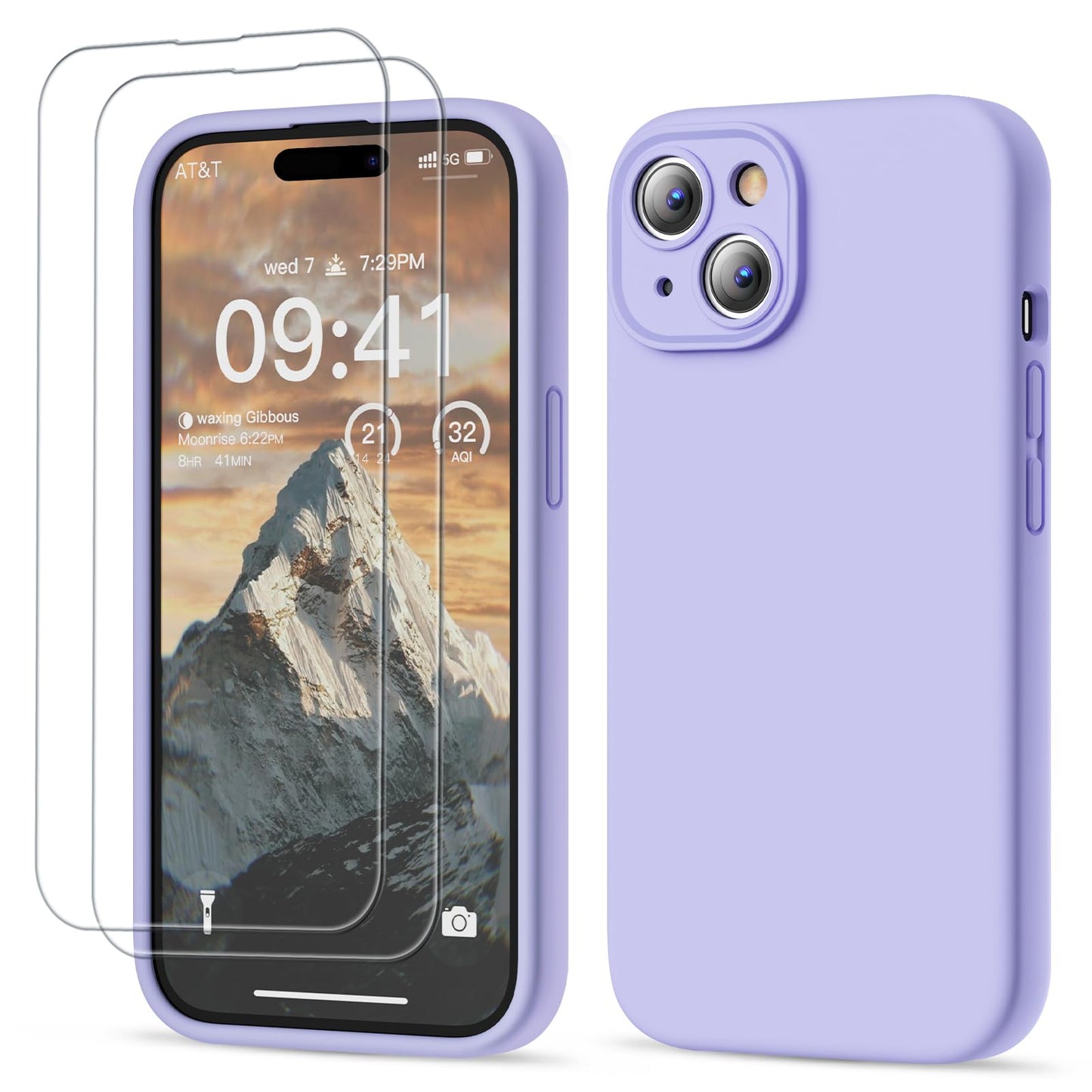 GOODVISH 3 IN 1 for iPhone 16 Case 6.1 inch, Upgraded Camera Protection, 2X HD Screen Protector, Liquid Silicone Anti-Scratch Shockproof Gel Rubber Anti-Fingerprint Phone Case Cover, Stone Grey
