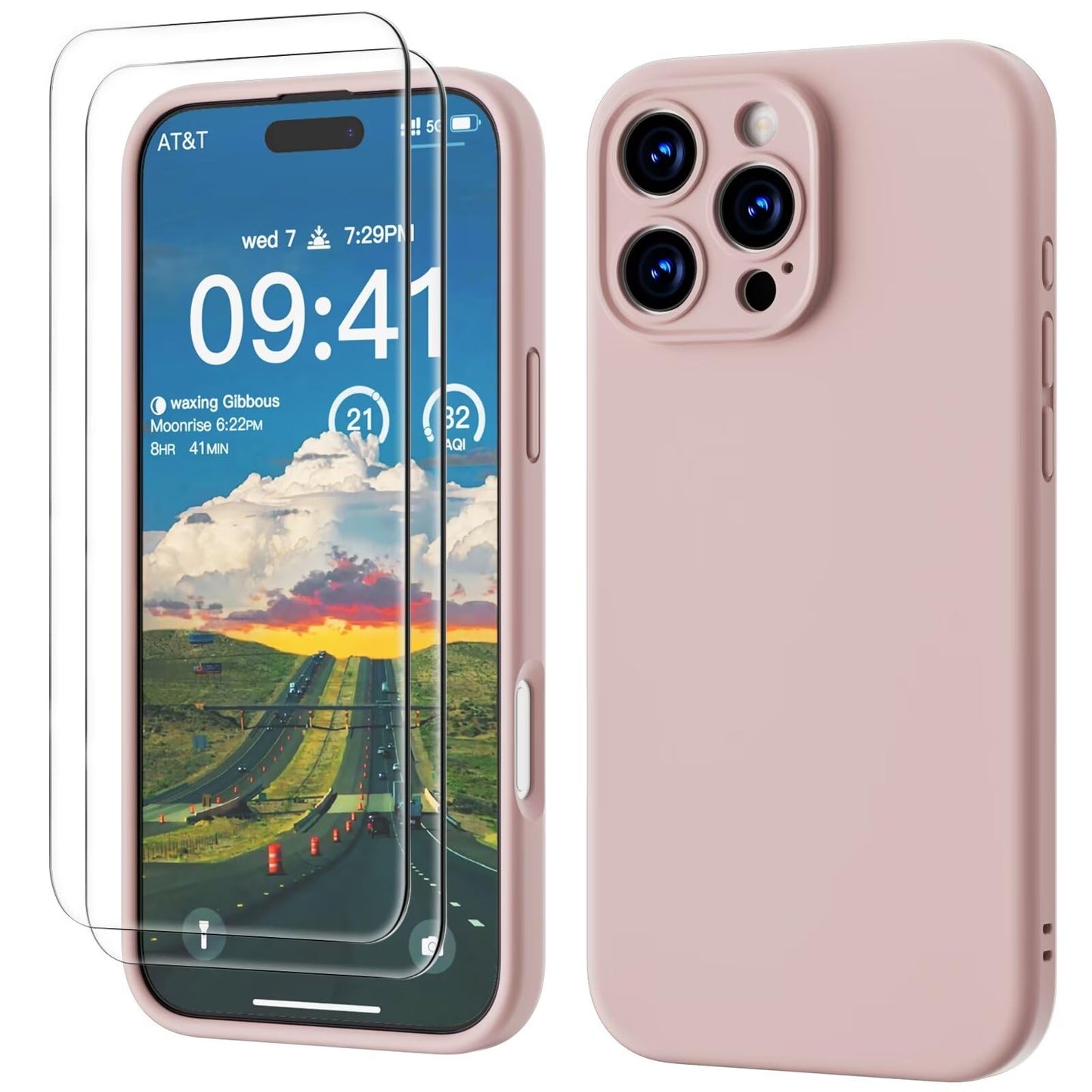 GOODVISH 3 IN 1 for iPhone 16 Case 6.1 inch, Upgraded Camera Protection, 2X HD Screen Protector, Liquid Silicone Anti-Scratch Shockproof Gel Rubber Anti-Fingerprint Phone Case Cover, Stone Grey