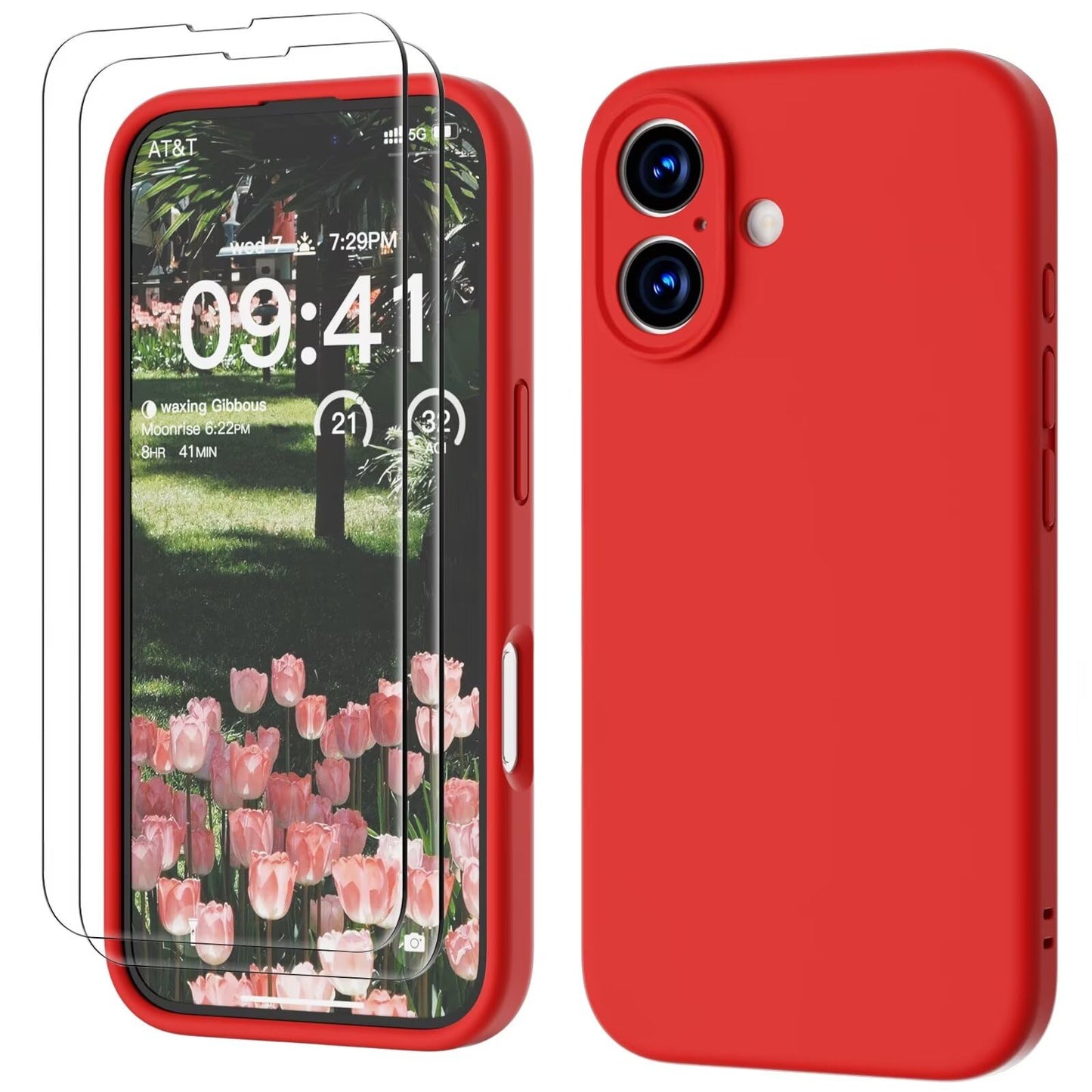 GOODVISH 3 IN 1 for iPhone 16 Case 6.1 inch, Upgraded Camera Protection, 2X HD Screen Protector, Liquid Silicone Anti-Scratch Shockproof Gel Rubber Anti-Fingerprint Phone Case Cover, Stone Grey