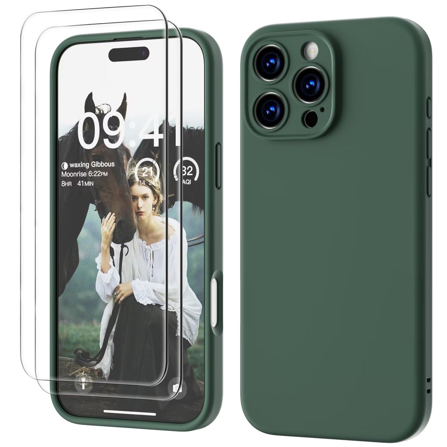 GOODVISH 3 IN 1 for iPhone 16 Case 6.1 inch, Upgraded Camera Protection, 2X HD Screen Protector, Liquid Silicone Anti-Scratch Shockproof Gel Rubber Anti-Fingerprint Phone Case Cover, Stone Grey