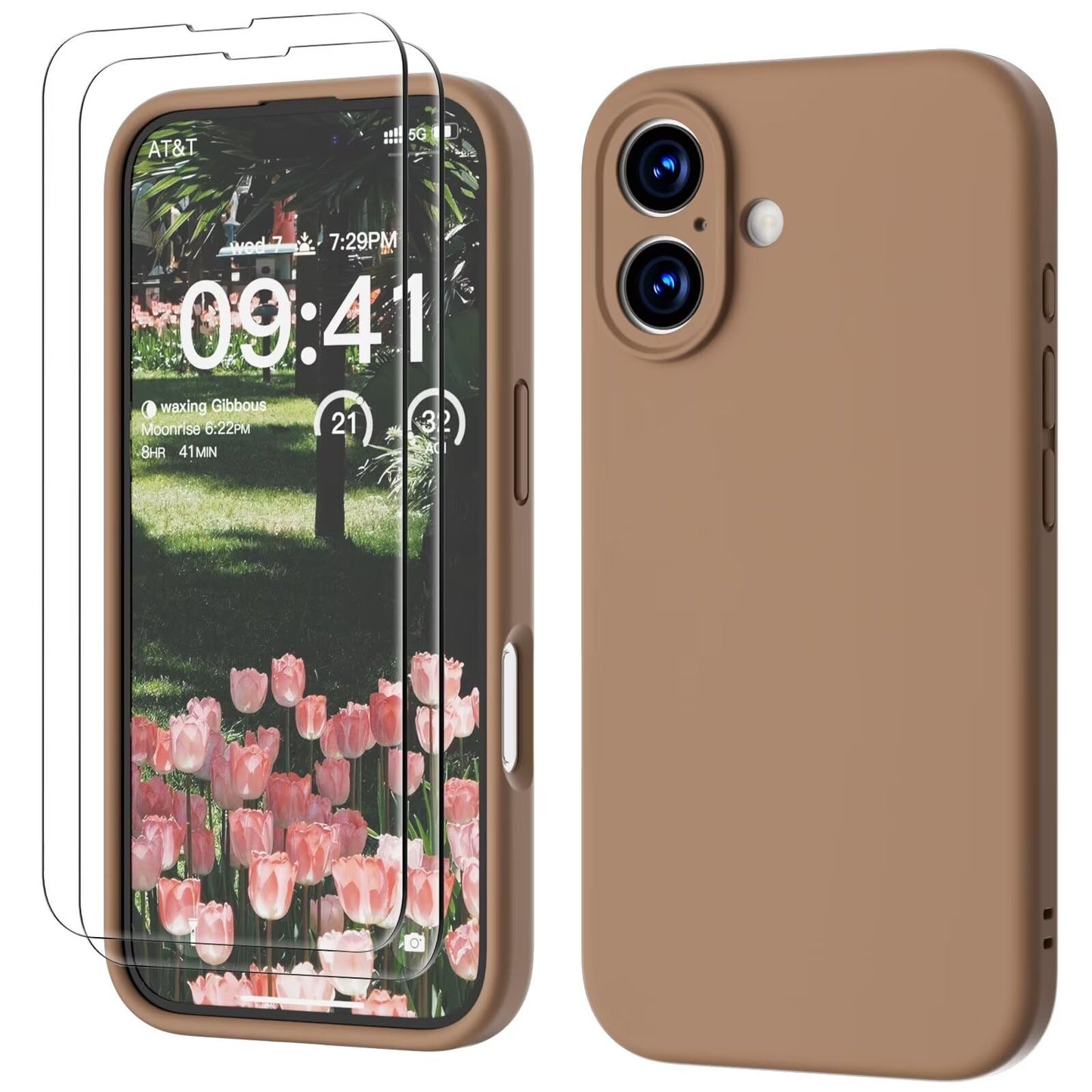 GOODVISH 3 IN 1 for iPhone 16 Case 6.1 inch, Upgraded Camera Protection, 2X HD Screen Protector, Liquid Silicone Anti-Scratch Shockproof Gel Rubber Anti-Fingerprint Phone Case Cover, Stone Grey