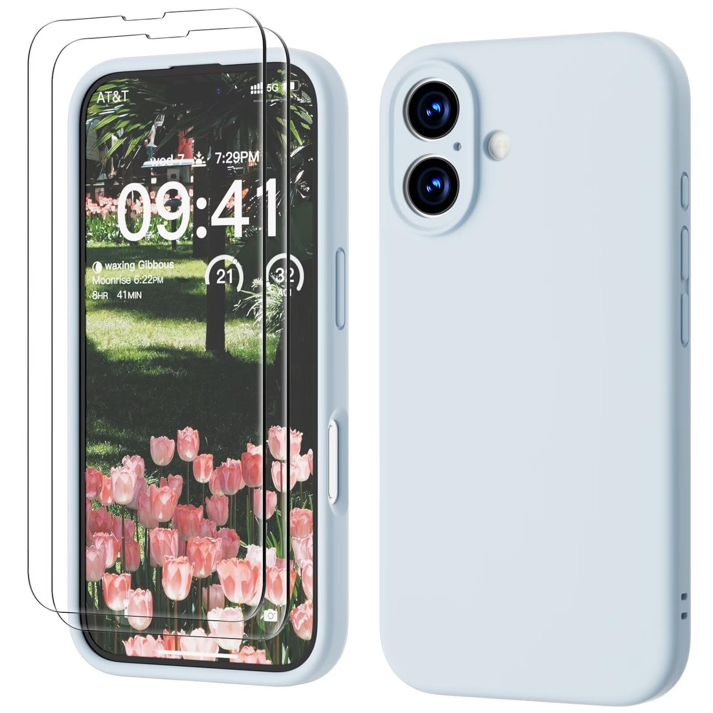 GOODVISH 3 IN 1 for iPhone 16 Case 6.1 inch, Upgraded Camera Protection, 2X HD Screen Protector, Liquid Silicone Anti-Scratch Shockproof Gel Rubber Anti-Fingerprint Phone Case Cover, Stone Grey