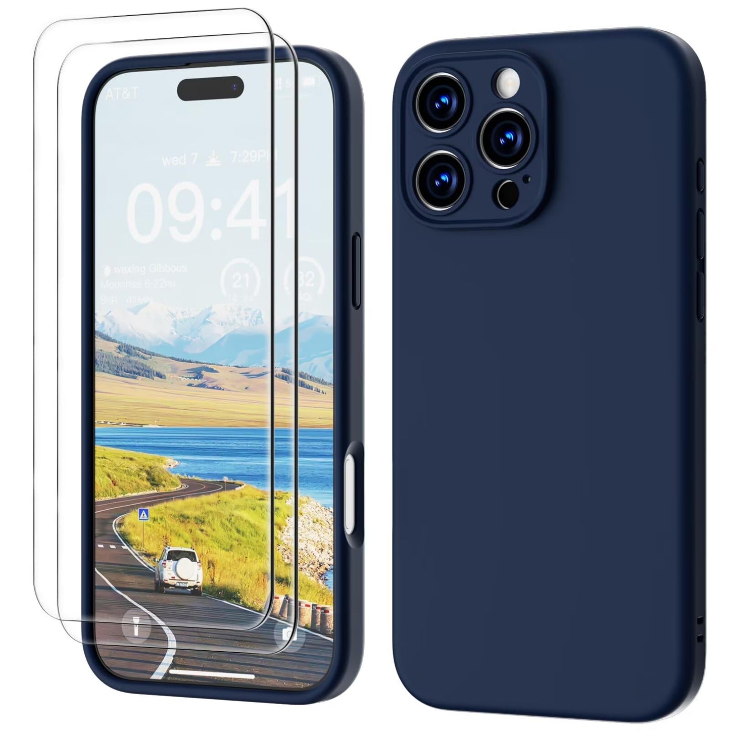 GOODVISH 3 IN 1 for iPhone 16 Case 6.1 inch, Upgraded Camera Protection, 2X HD Screen Protector, Liquid Silicone Anti-Scratch Shockproof Gel Rubber Anti-Fingerprint Phone Case Cover, Stone Grey