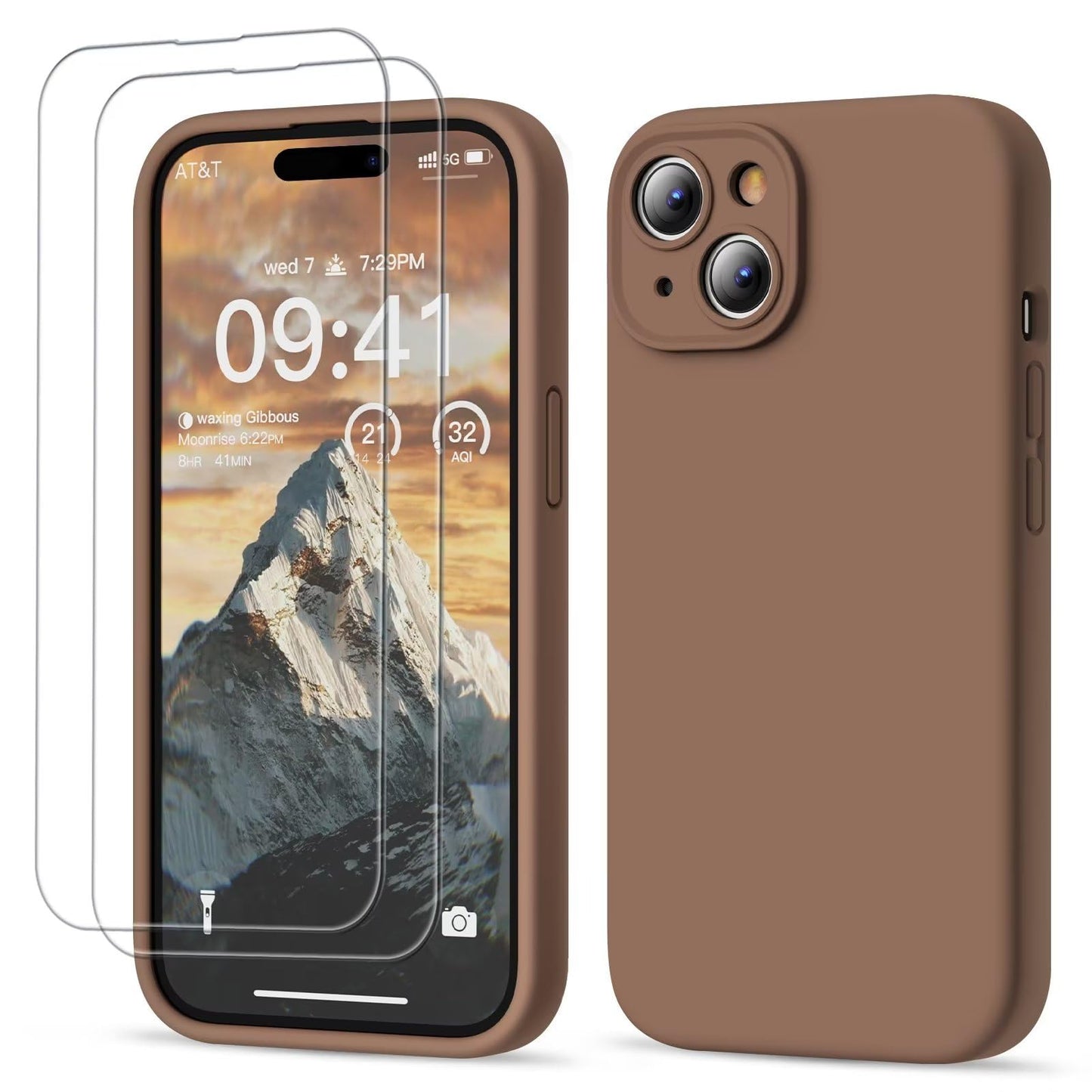 GOODVISH 3 IN 1 for iPhone 16 Case 6.1 inch, Upgraded Camera Protection, 2X HD Screen Protector, Liquid Silicone Anti-Scratch Shockproof Gel Rubber Anti-Fingerprint Phone Case Cover, Stone Grey