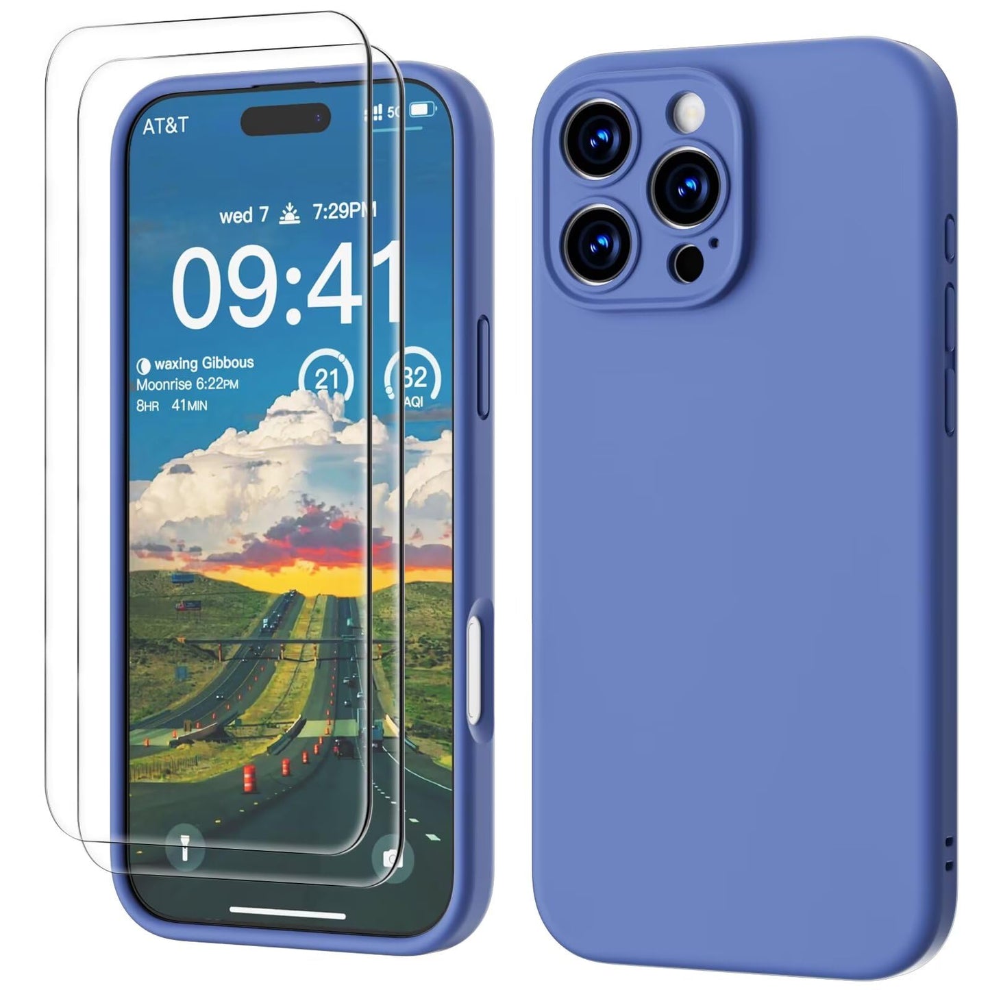 GOODVISH 3 IN 1 for iPhone 16 Case 6.1 inch, Upgraded Camera Protection, 2X HD Screen Protector, Liquid Silicone Anti-Scratch Shockproof Gel Rubber Anti-Fingerprint Phone Case Cover, Stone Grey