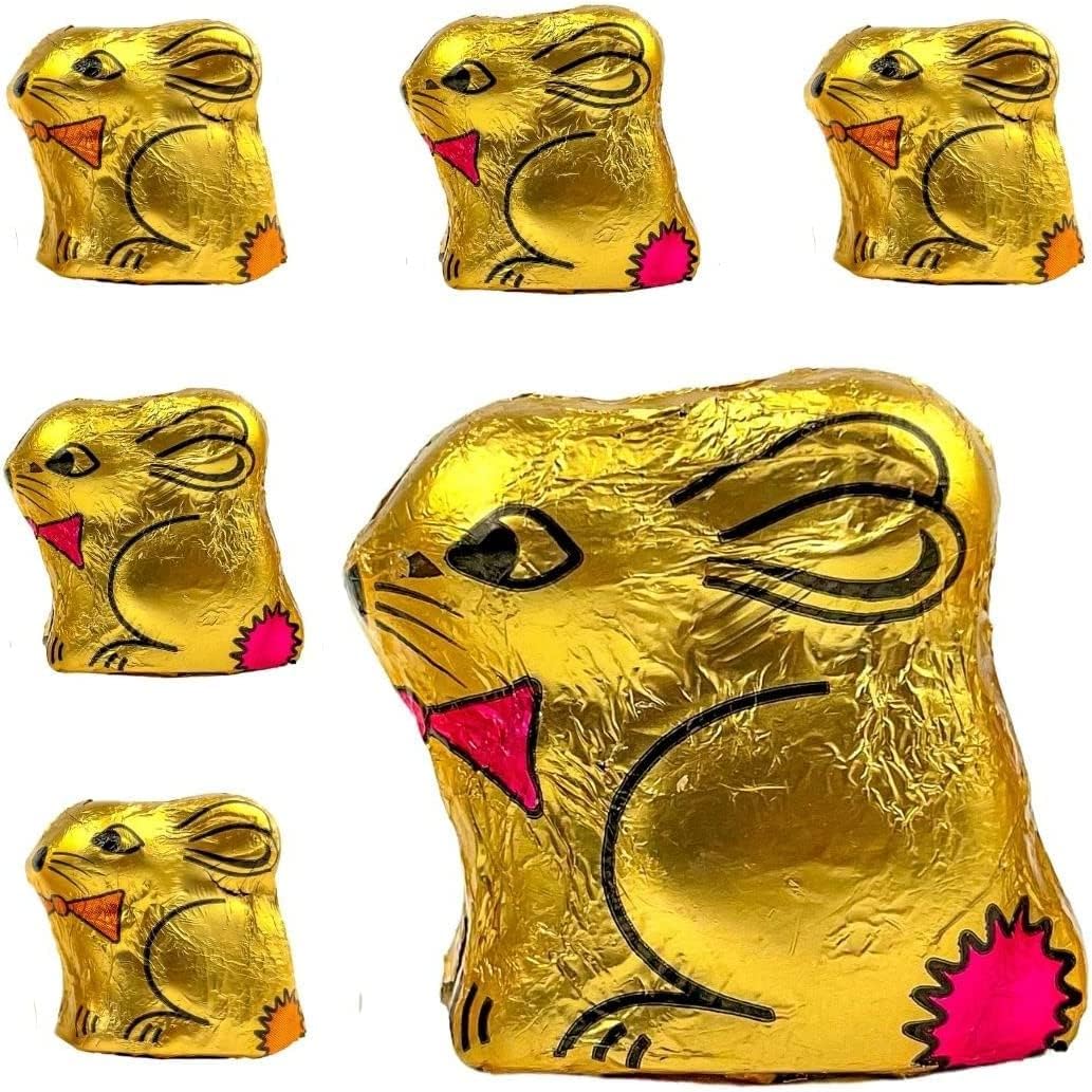 21 x Easter Milk Chocolate Crème Filled Bunnies Foil Easter Gold Bunnies Rabbit Delicious Chocolate Golden Bunnies for Easter Egg Hunts Gifts box for Kids Adult