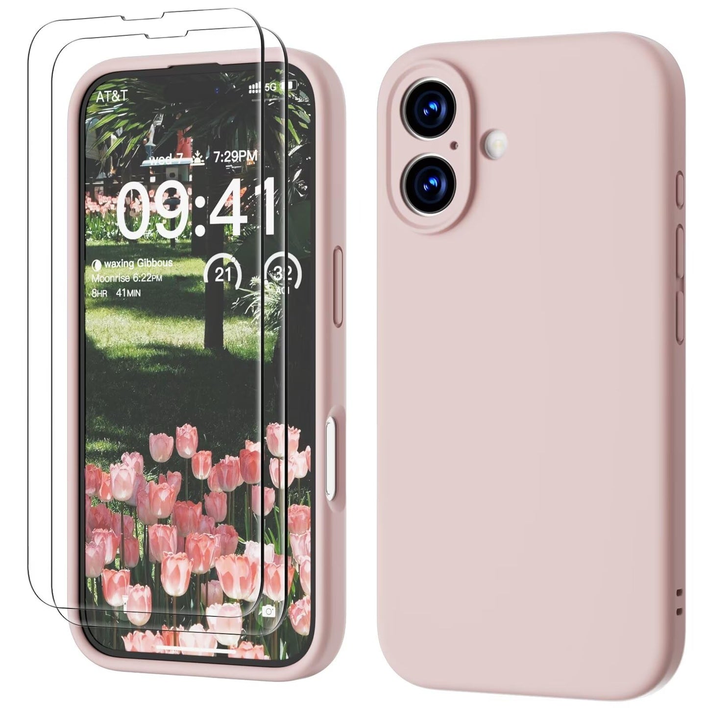 GOODVISH 3 IN 1 for iPhone 16 Case 6.1 inch, Upgraded Camera Protection, 2X HD Screen Protector, Liquid Silicone Anti-Scratch Shockproof Gel Rubber Anti-Fingerprint Phone Case Cover, Stone Grey
