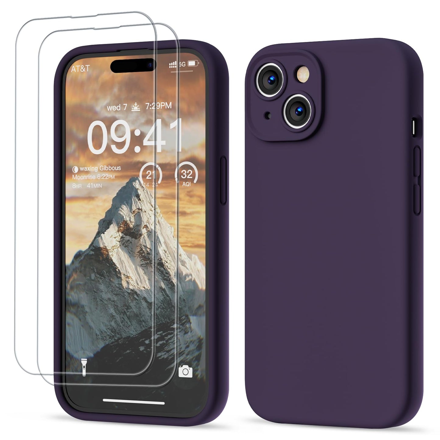 GOODVISH 3 IN 1 for iPhone 16 Case 6.1 inch, Upgraded Camera Protection, 2X HD Screen Protector, Liquid Silicone Anti-Scratch Shockproof Gel Rubber Anti-Fingerprint Phone Case Cover, Stone Grey
