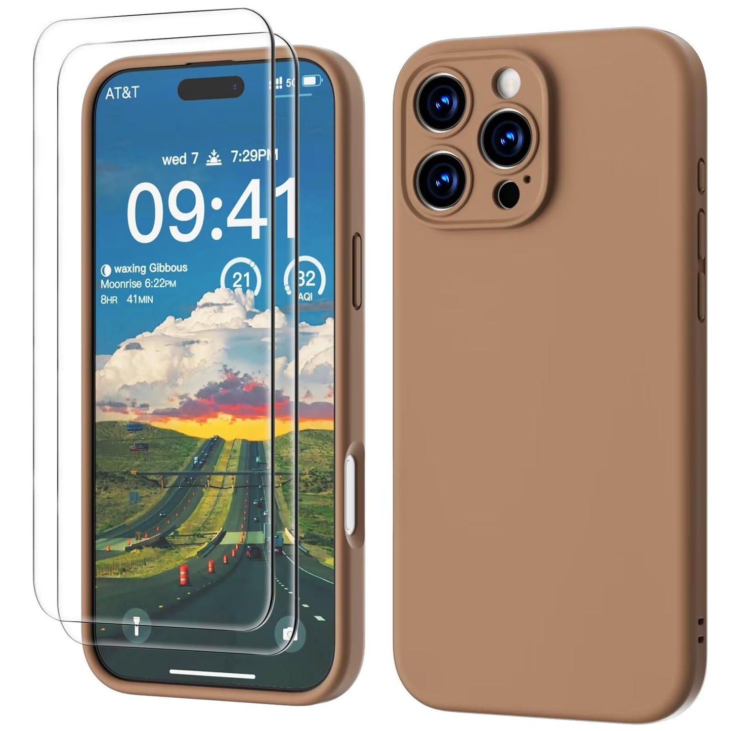 GOODVISH 3 IN 1 for iPhone 16 Case 6.1 inch, Upgraded Camera Protection, 2X HD Screen Protector, Liquid Silicone Anti-Scratch Shockproof Gel Rubber Anti-Fingerprint Phone Case Cover, Stone Grey