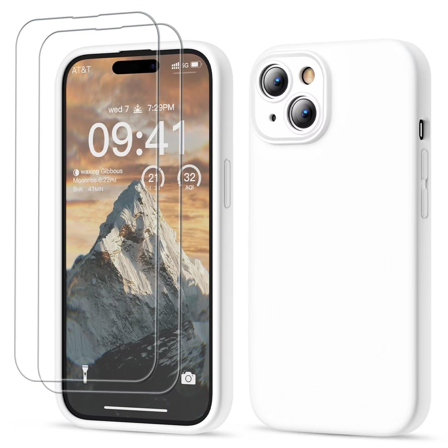 GOODVISH 3 IN 1 for iPhone 16 Case 6.1 inch, Upgraded Camera Protection, 2X HD Screen Protector, Liquid Silicone Anti-Scratch Shockproof Gel Rubber Anti-Fingerprint Phone Case Cover, Stone Grey