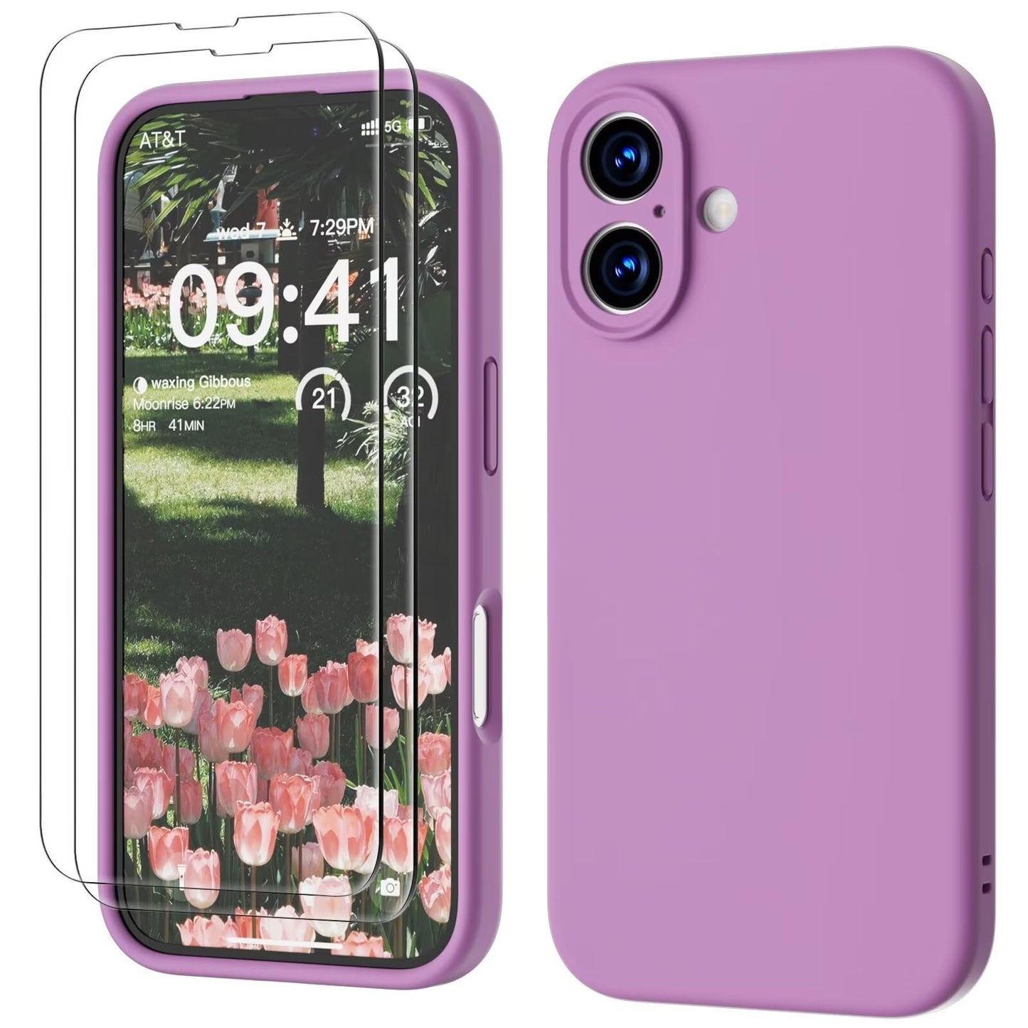 GOODVISH 3 IN 1 for iPhone 16 Case 6.1 inch, Upgraded Camera Protection, 2X HD Screen Protector, Liquid Silicone Anti-Scratch Shockproof Gel Rubber Anti-Fingerprint Phone Case Cover, Stone Grey
