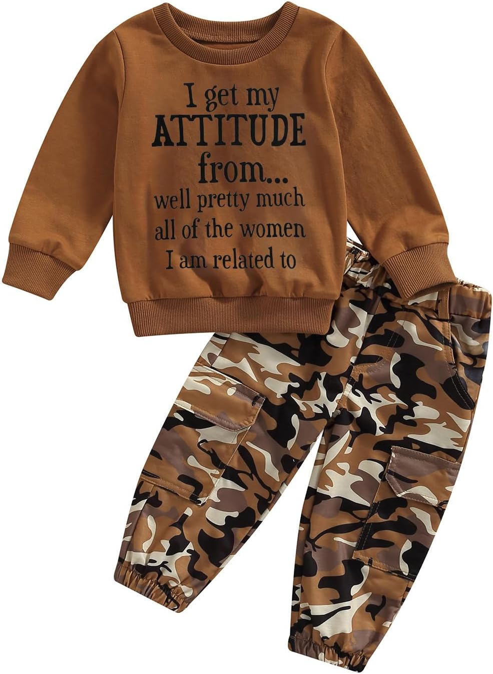 1-6 Years Toddler Baby Girls Fall Clothes Letter Print Long Sleeve Sweatshirt and Stretch Camouflage Pants Set 2 Piece Outfit