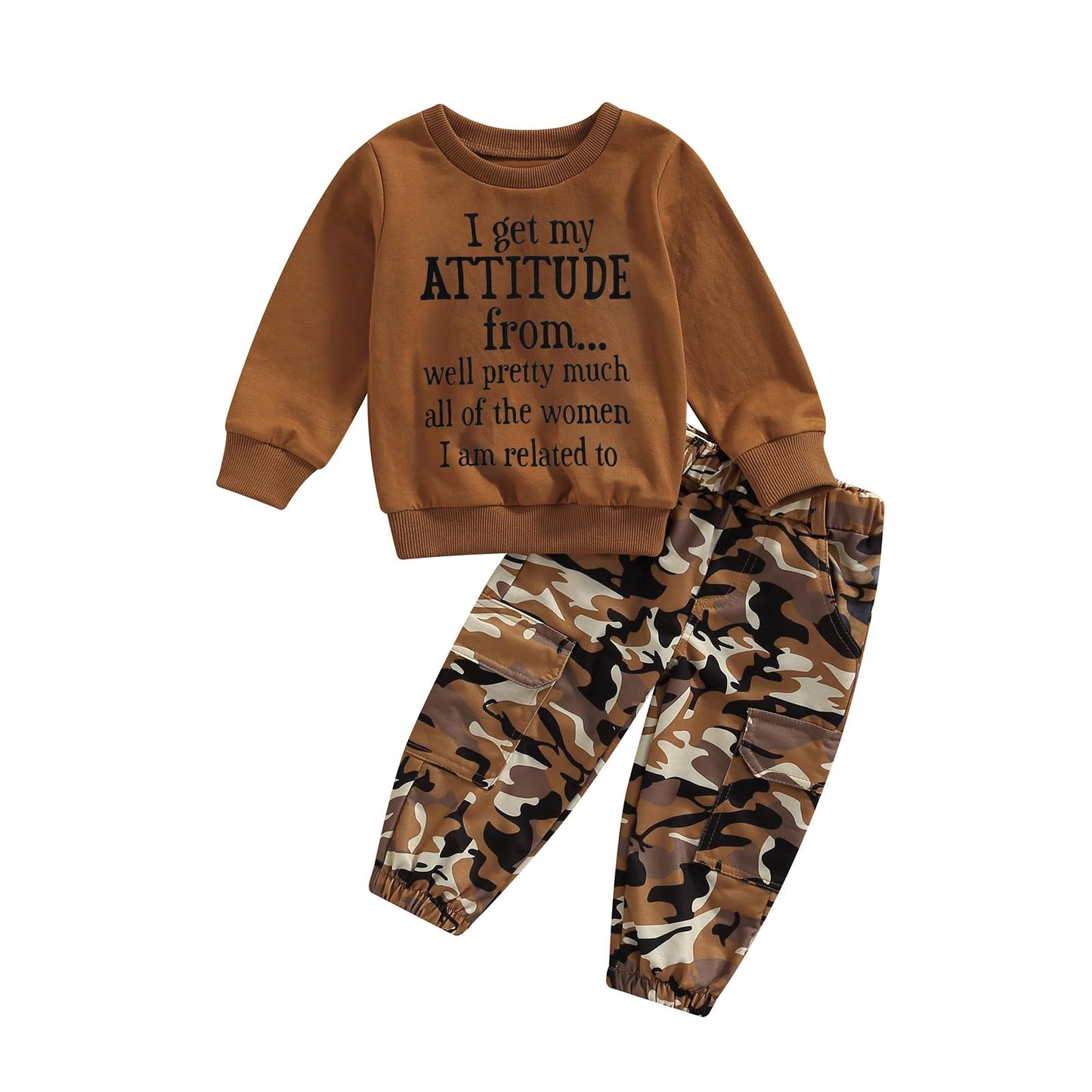 1-6 Years Toddler Baby Girls Fall Clothes Letter Print Long Sleeve Sweatshirt and Stretch Camouflage Pants Set 2 Piece Outfit