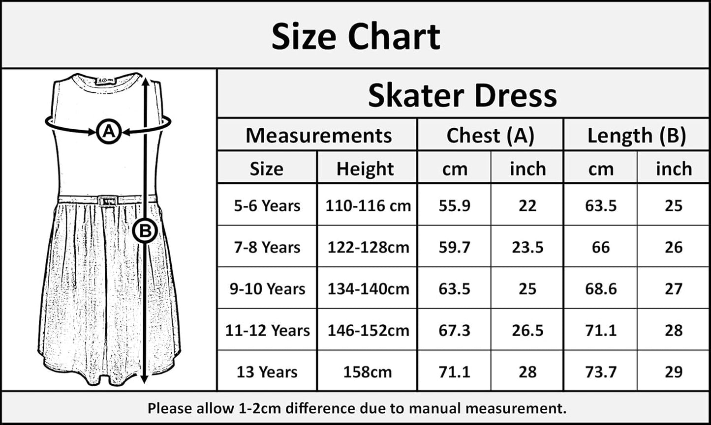 A2Z 4 Kids Girls Black Panel Skater Dress Pastel Splash Print Fashion Party Top Summer Dresses New Age 5 6 7 8 9 10 11 12 13 Years