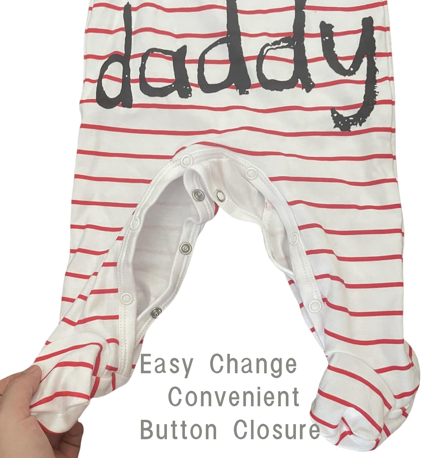 AOMOMO Baby Clothes Newborn Bodysuits I Love Daddy Mummy Romper Set, Cotton Footed Pajamas for Baby Girls and Boys