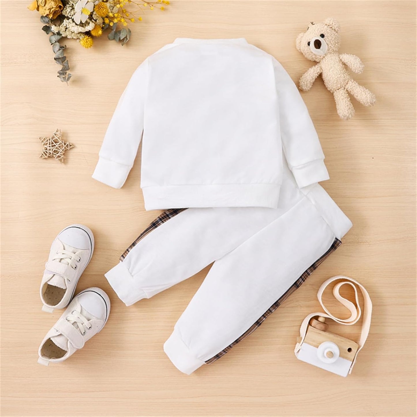 PATPAT Baby Boy Clothes Baby Girl Sweatshirt Pant Sets Newborn Fall Winter Long-sleeve Bear Embroidered Outfit