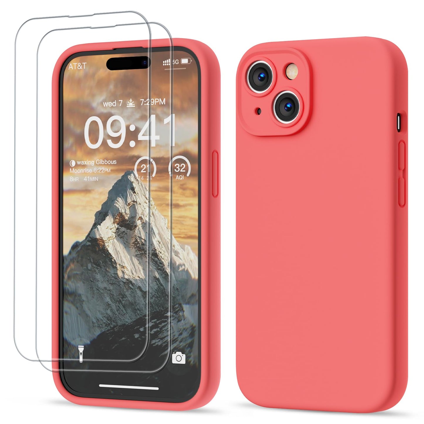 GOODVISH 3 IN 1 for iPhone 16 Case 6.1 inch, Upgraded Camera Protection, 2X HD Screen Protector, Liquid Silicone Anti-Scratch Shockproof Gel Rubber Anti-Fingerprint Phone Case Cover, Stone Grey
