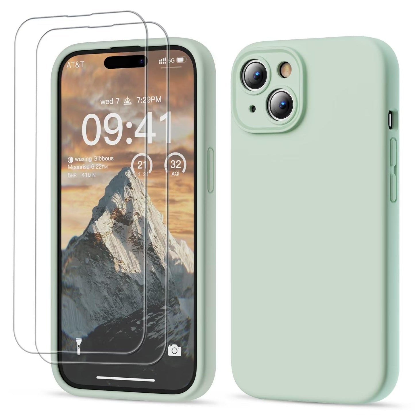 GOODVISH 3 IN 1 for iPhone 16 Case 6.1 inch, Upgraded Camera Protection, 2X HD Screen Protector, Liquid Silicone Anti-Scratch Shockproof Gel Rubber Anti-Fingerprint Phone Case Cover, Stone Grey